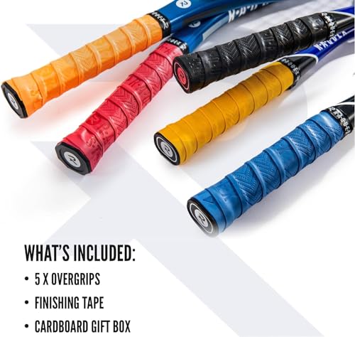 Exclusif Raquex Lot de 5 Bandes antidérapantes Multicolores pour Raquette de Tennis, Badminton, Squash - Emballage extérieur en Carton Recyclable 1vS9Dc8rK meilleure vente