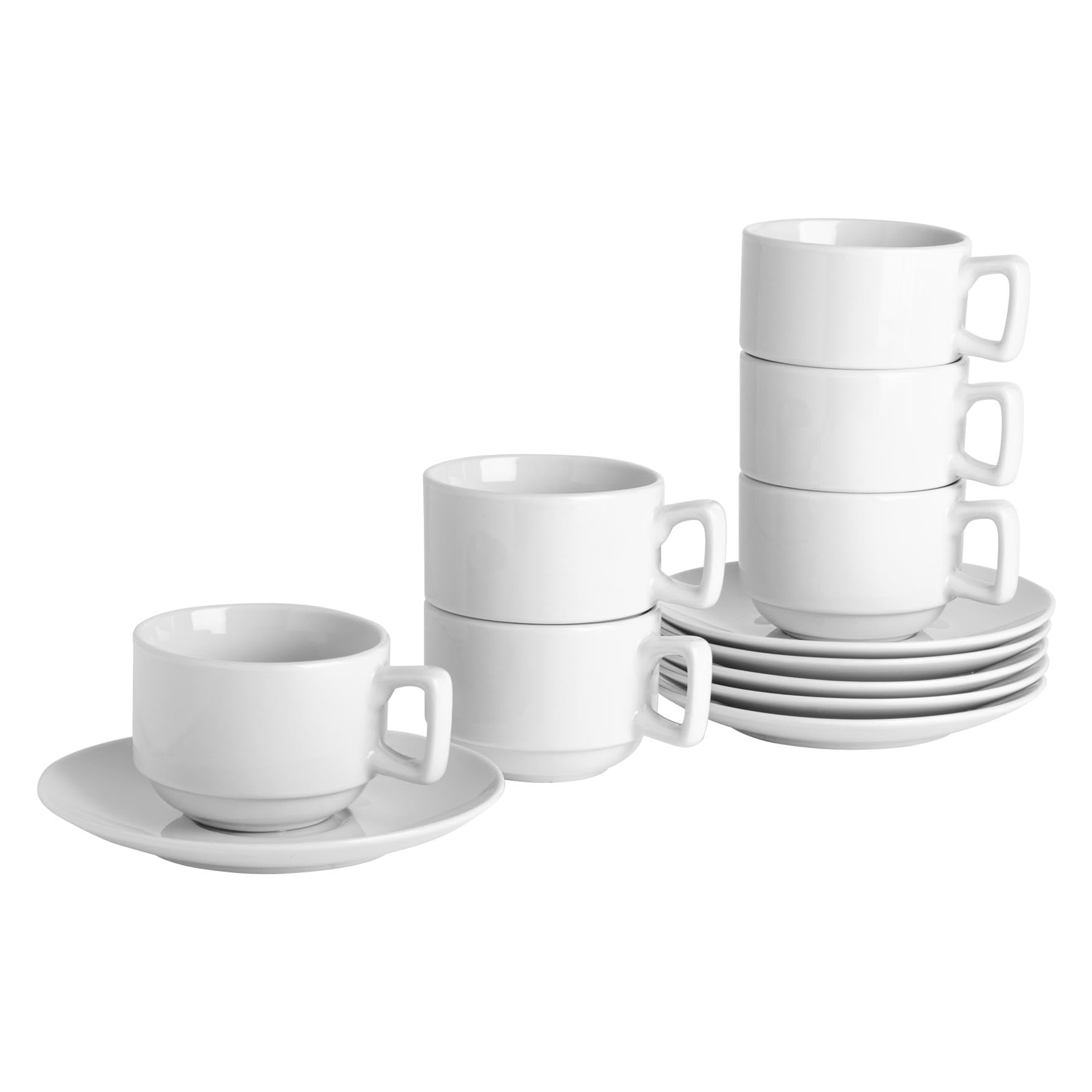 Achat Argon Tableware 24 Piece Classic White Stacking Teacup & Soucoupe - Thè Porcelaine Cafè Tasse avec Vaisselle - 200ml QWld27yVY frais