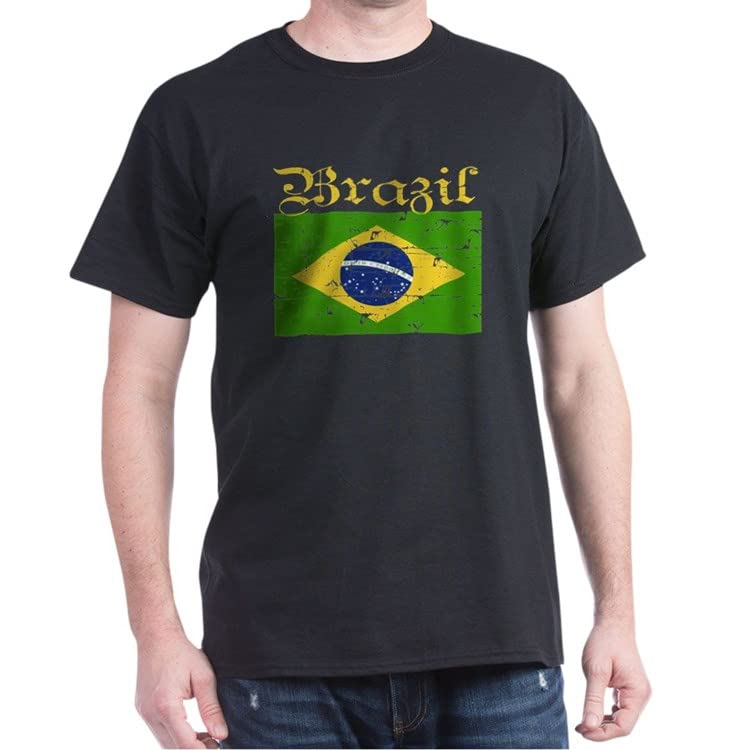 Populaire CafePress T-shirt en coton Motif drapeau brésilien foncé jlOUMzkAJ grand