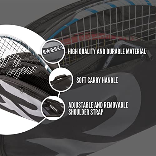 Promotions Raquex Sac pour raquette de tennis, squash et badminton - bleu, noir ou rose - pour raquettes de tennis, squash et badminton - peut contenir jusqu´à 6 raquettes + accessoires + chaussures pjg5hhHdF Haute Quaity