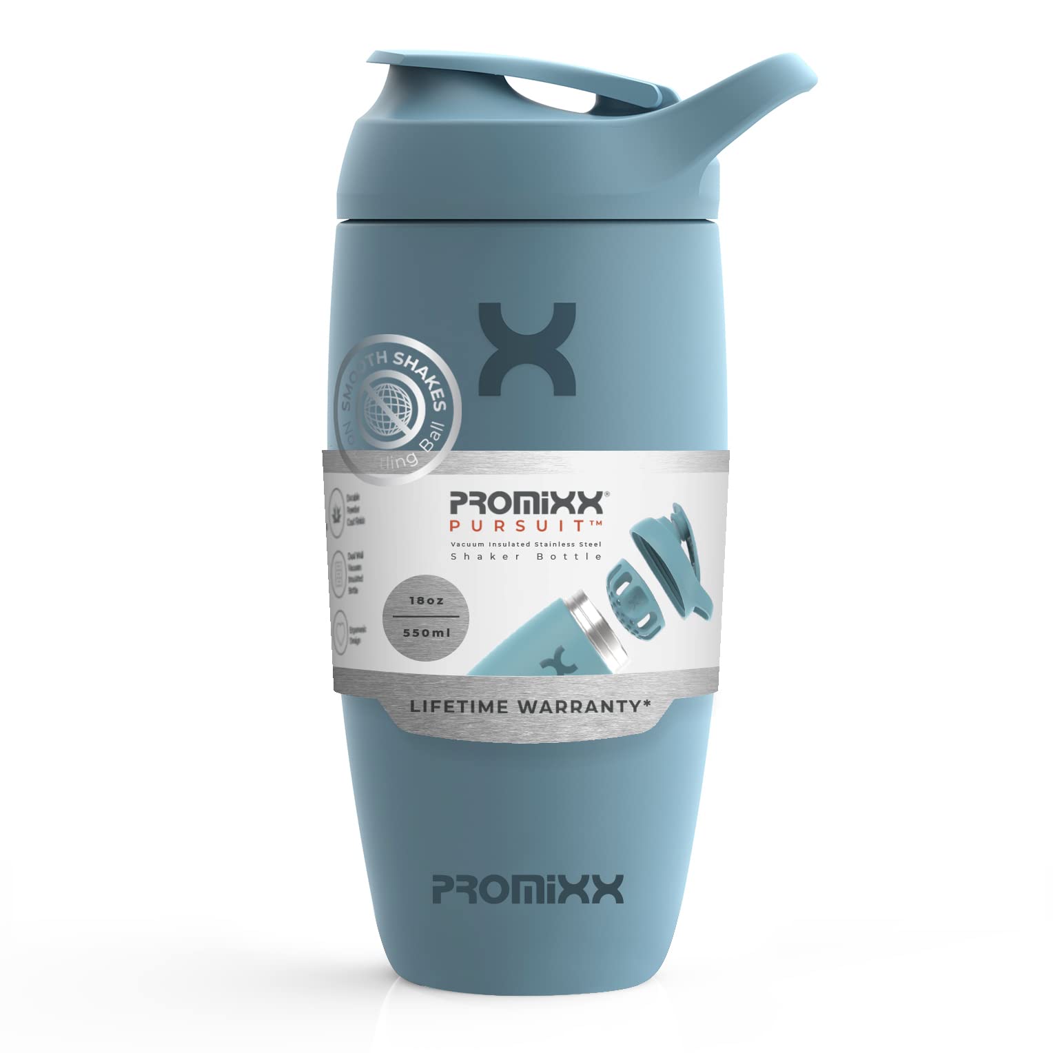 grand escompte Promixx Shaker – Bouteille shaker de protéines de qualité supérieure pour shakes complémentaires – (550 ml) – Gobelet en acier inoxydable facile à nettoyer (Bleu Océan Calme) y6BQKsxOp stylé 