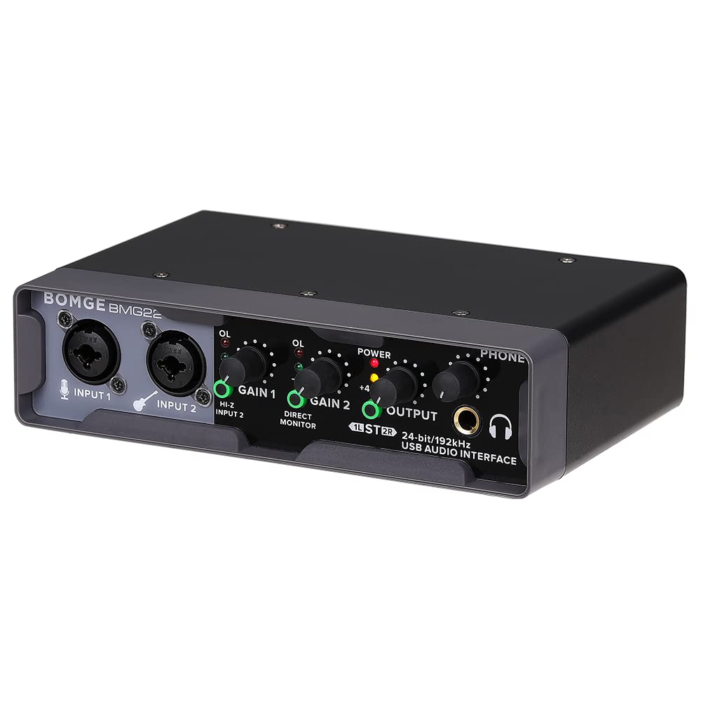 bien vendre BOMGE Interface audio USB (24 bits/192 kHz) avec XLR, alimentation fantôme, surveillance directe, boucle arrière pour enregistrement PC, streaming, guitariste, chanteur et podcast xNBoiu3Kb véritable contre