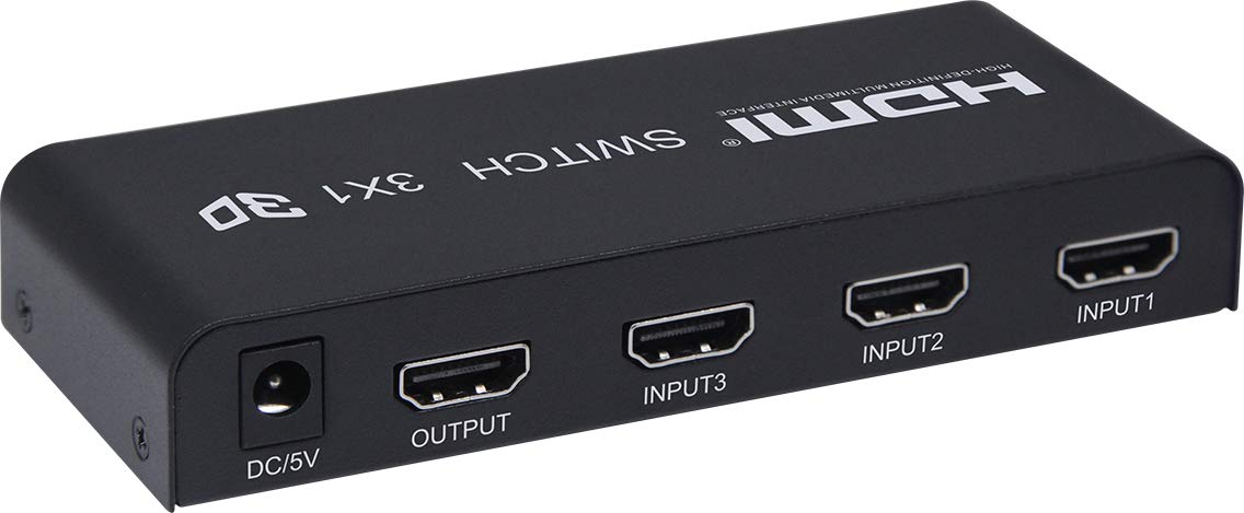 bon prix Premium Cord Commutateur HDMI 3:1 avec télécommande et Bloc d´alimentation, boîtier en métal, commutateur avec statut LED, résolution vidéo Full HD 1080p 60 Hz, 3D, HDCP, Couleur : Noir 5f0TaHW4q en ligne