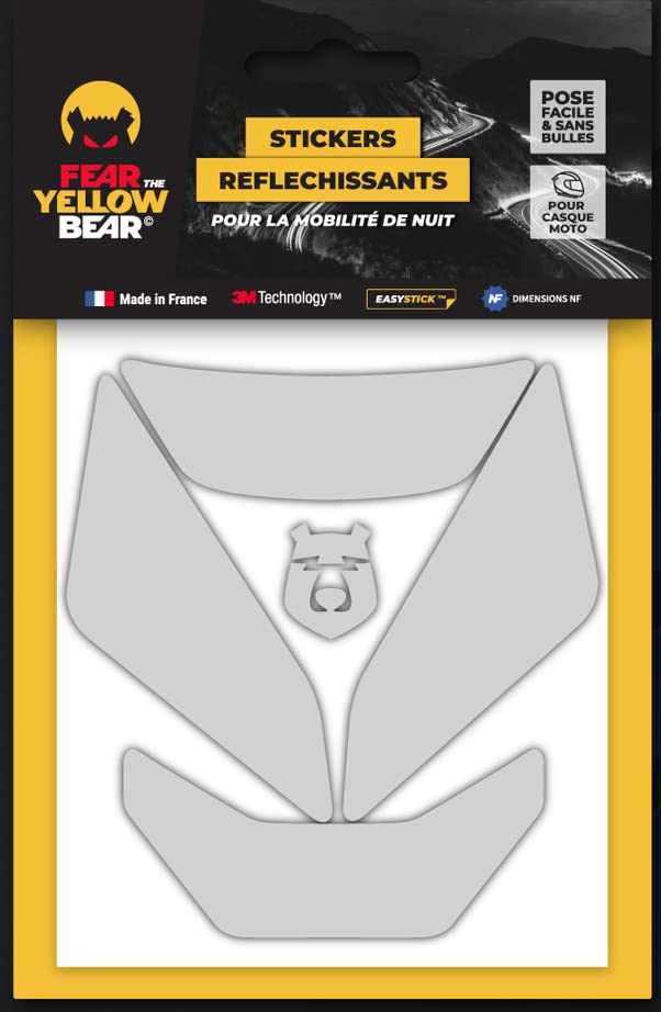 en ligne Fear The Yellow Bear© Easy Iron, Kit 5 Stickers Rétro réfléchissants REPOSITIONNABLES, pour Casque Moto, 3M™ Technology, Blanc aslwwOIZh Vente chaude