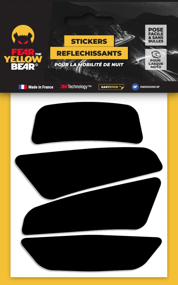 Achat Fear The Yellow Bear© Easy Iron ™, Stickers Retro réfléchissants Noirs REPOSITIONNABLES, pour Casque Moto, 3M™ Technology, Tailles homologuées Visible la Nuit pour Votre sécurité ucsnp3I37 bien vendre