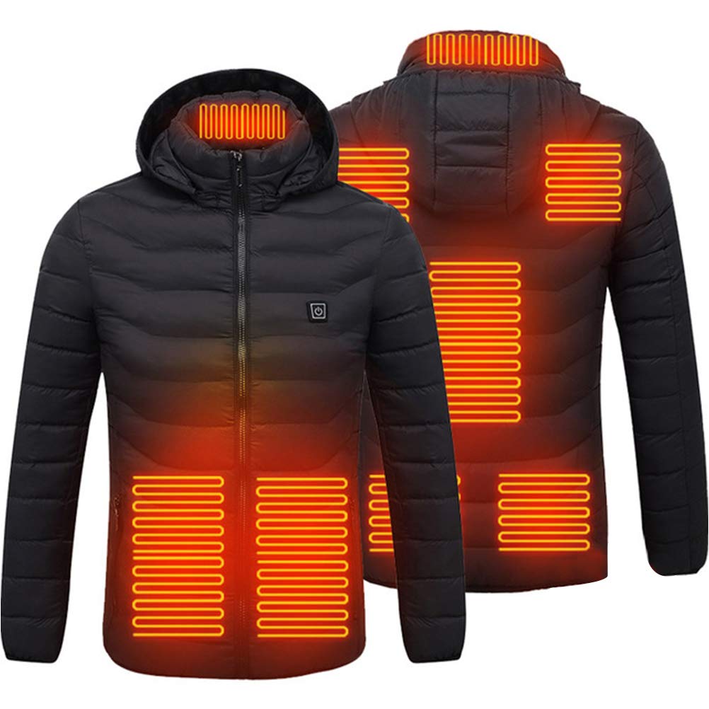 soldes Yumira Veste chauffante pour homme et femme - Veste à capuche chauffée électrique USB - Manteau chauffant d´hiver avec 8 zones de chauffage - Trois vitesses 1NxBQTton mode