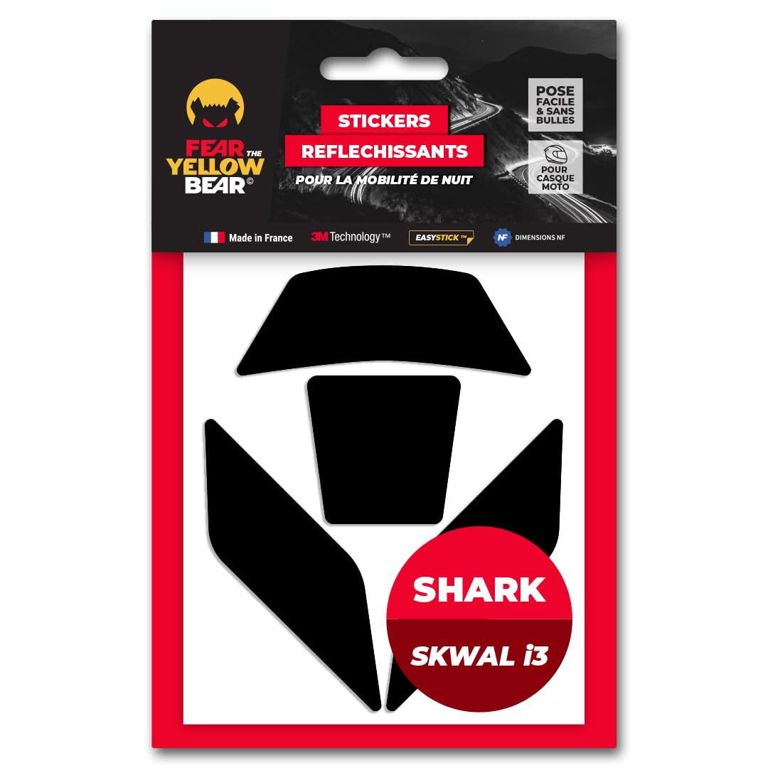 Exclusif Fear The Yellow Bear© Easy Replica Shark D-Skwal I3™, Kit 4 Stickers réfléchissants REPOSITIONNABLES, pour Casque Moto, 3M™ Technology (Noir, Shark SKWAL I3)… pIZmOKE9Y meilleure vente