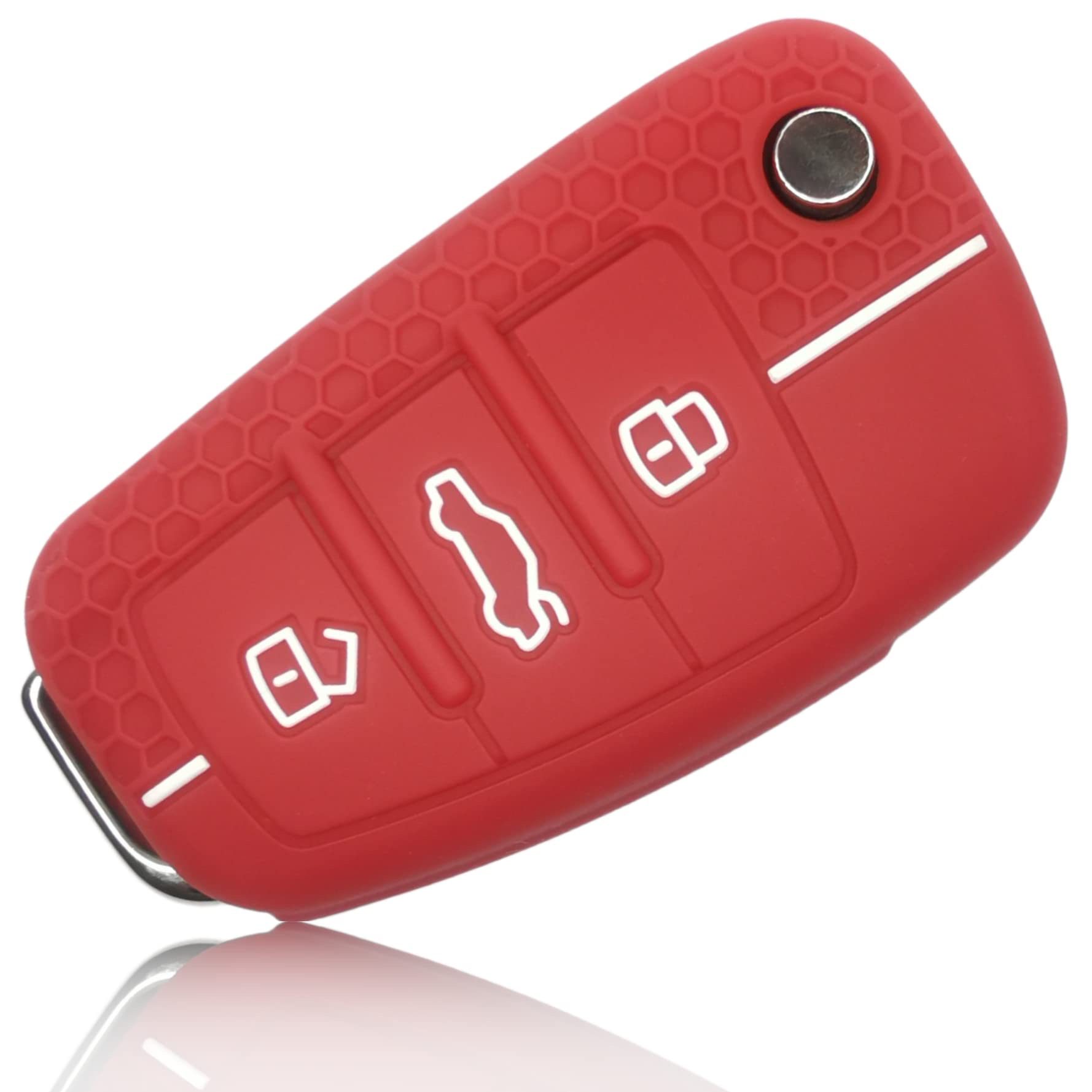 chic  FOAMO Coque de protection en silicone pour clé de voiture compatible avec Audi 3 boutons - Rouge et blanc ODEgxZQOD meilleure vente