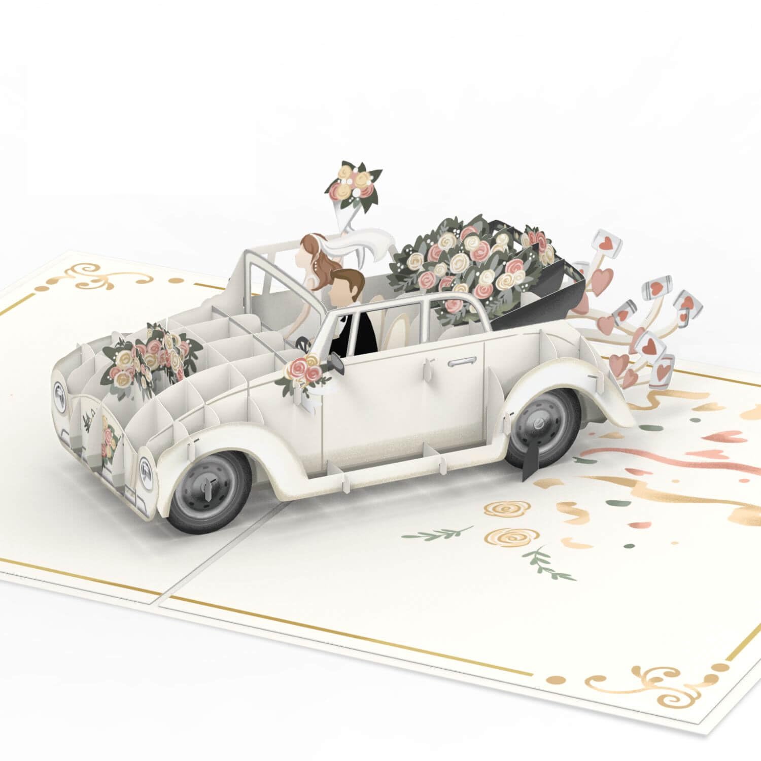Promotions papercrush® Carte pop-up Voiture de Mariage just married en 3D - élégante carte de vœux de félicitations pour l´union, cadeau d´argent pour le voyage de noces et la lune de miel du couple de mariés 8r3oAsNWb Boutique