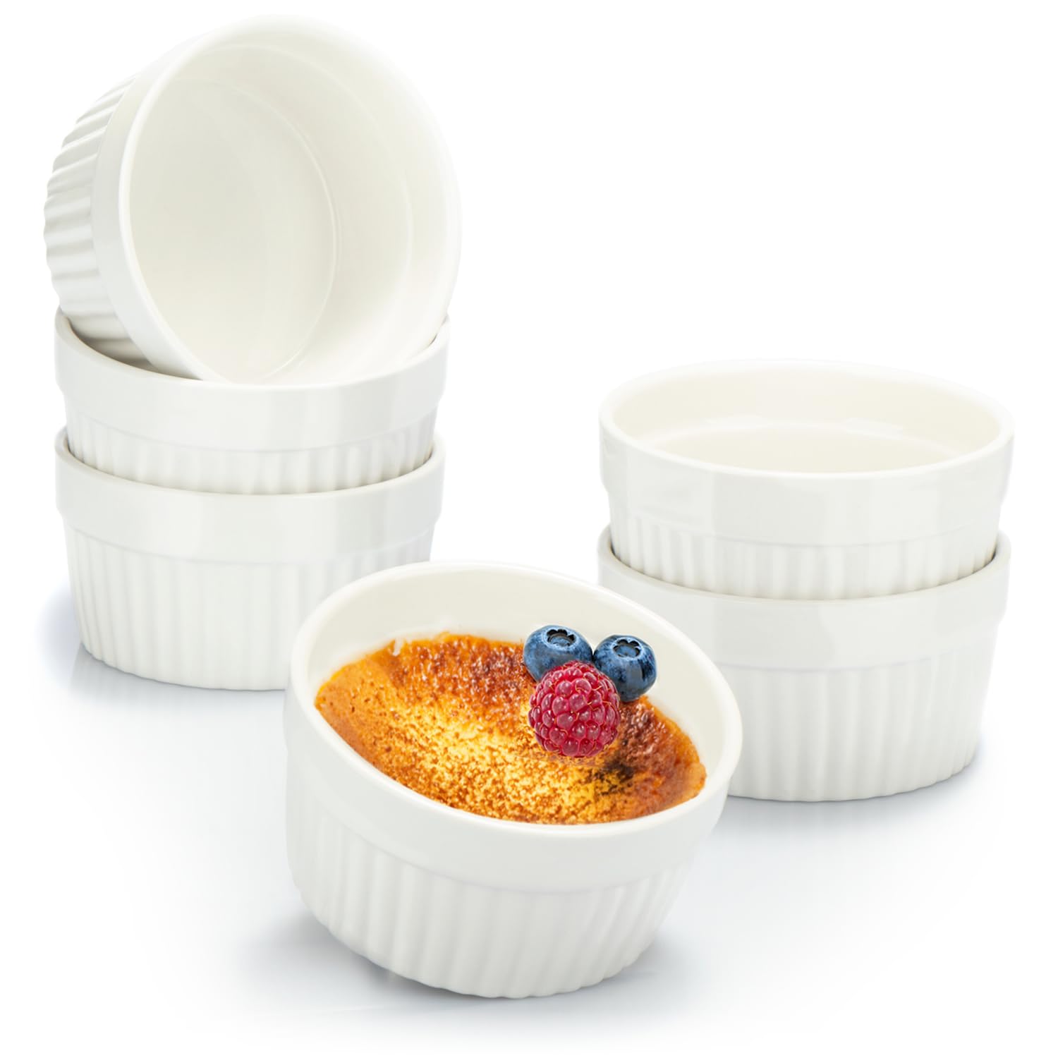 luxe  COM-FOUR® 6x moules à soufflé - bols à crème brûlée en céramique - moules pour le four - bol à dessert à 200ml wqMP3JzLh Vente chaude