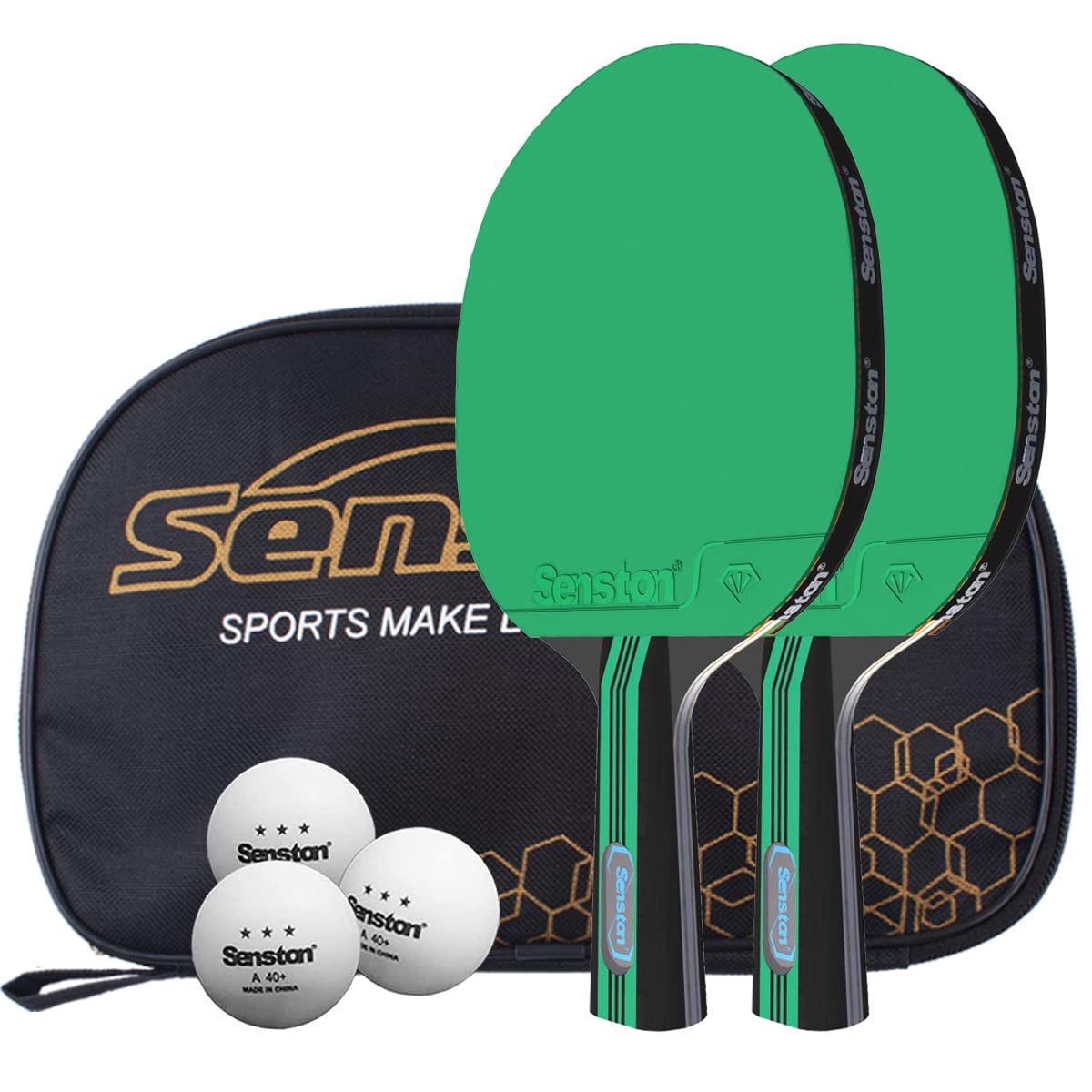 boutique en ligne Senston Raquette Ping Pong Set, 2 Raquette de Tennis de Table + 3 Balles +1 Sac, pour Intérieur Extérieur M4jonsxCx Vente chaude