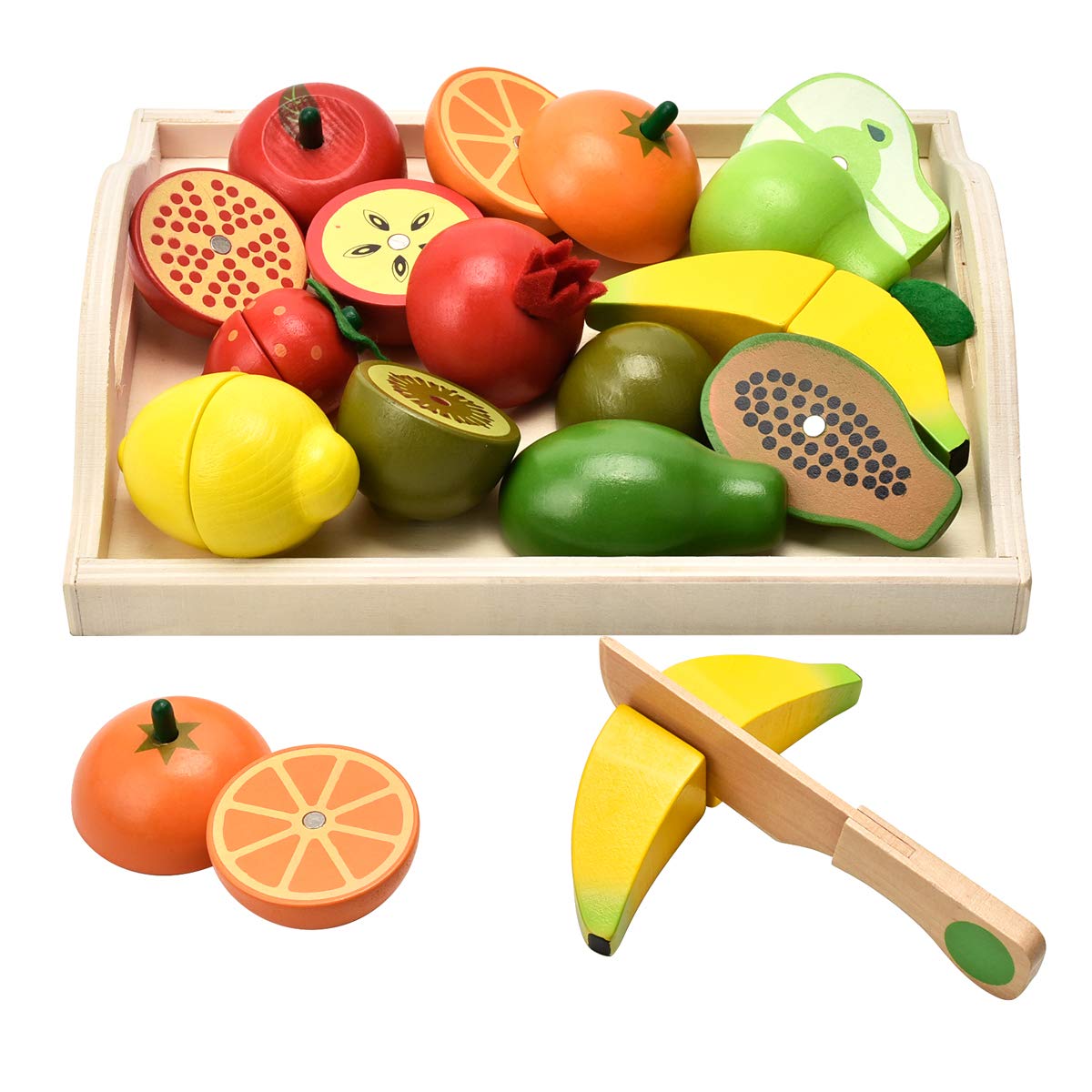 boutique en ligne CARLORBO Jouets en bois Jeux de simulation de nourriture pour enfants Cuisine, jeux de rôle Jouets éducatifs à fruits et légumes magnétiques pour garçons et filles de 3+ ans g0Q90xltH vente chaude