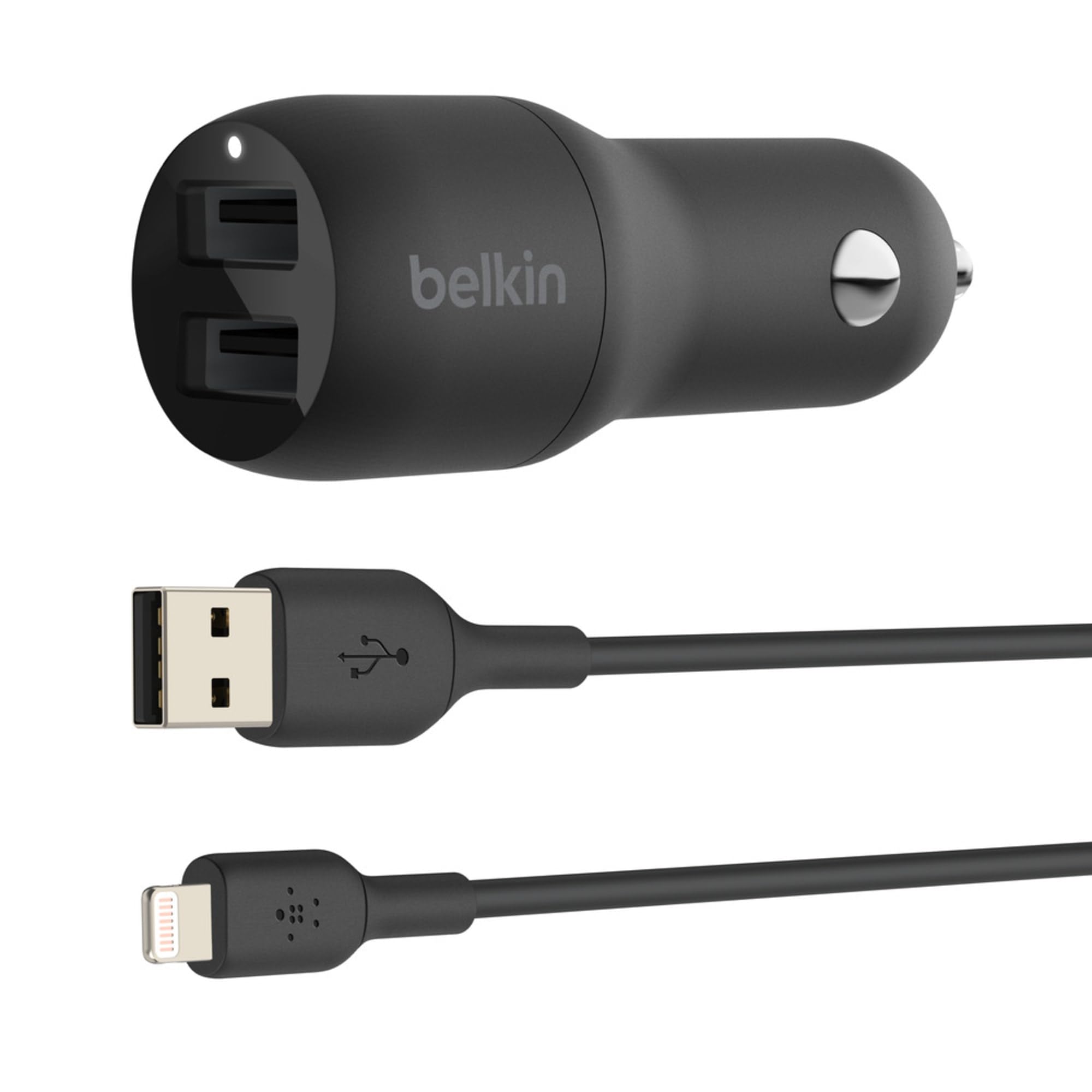 en vente Belkin Chargeur de voiture à deux ports USB (24 W) avec câble Lightning (chargeur de voiture Boost Charge, chargeur de voiture à 2 ports USB ; chargeur de voiture pour iPhone, iPad et AirPods) 27j3t3RZE en France Online