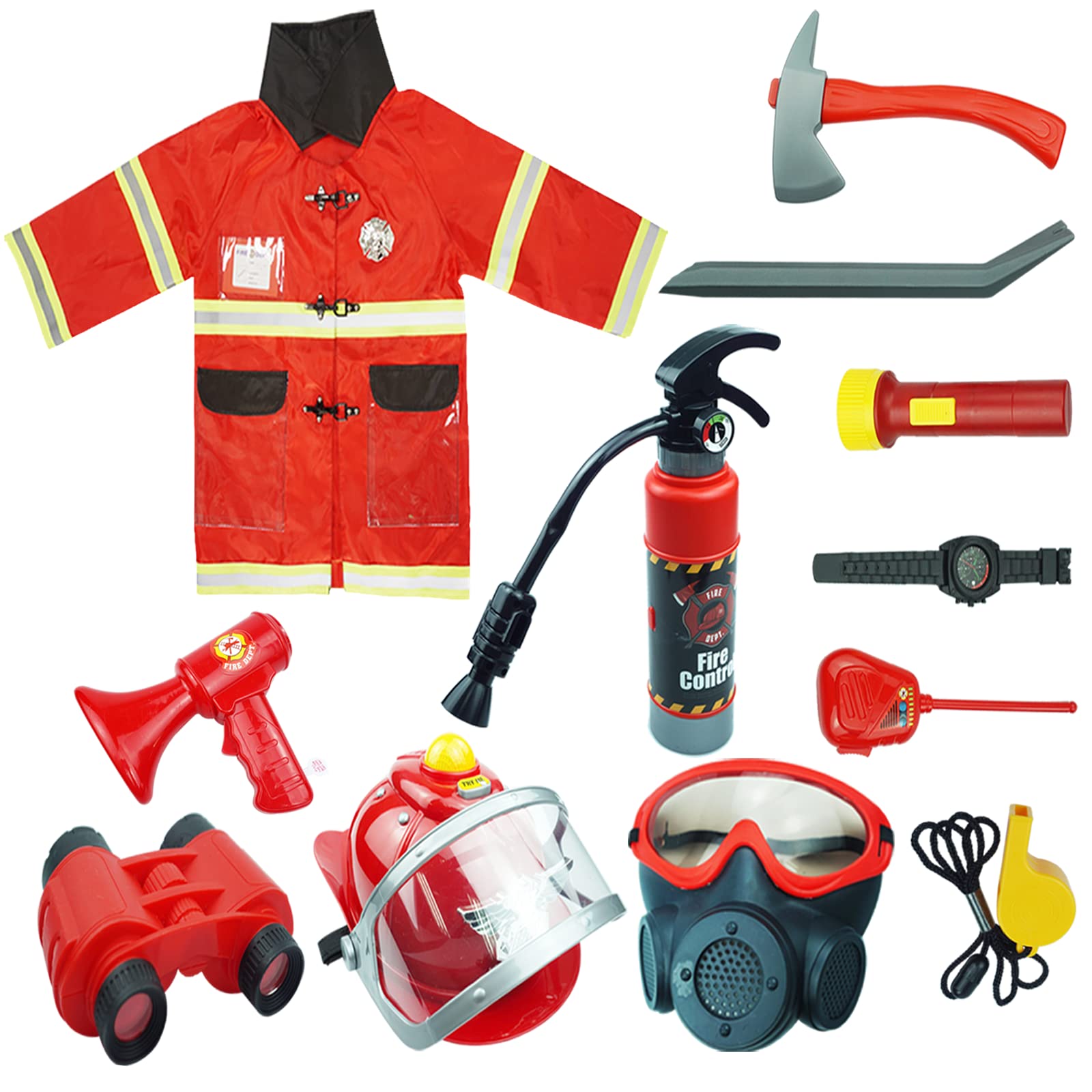 Promotions RedCrab Costume Deguisement Pompier Enfants Avec Extincteur Cosplay Halloween, Accessoires pour Enfants 3-10 Ans,12 pcs X7qpeMfAD grand