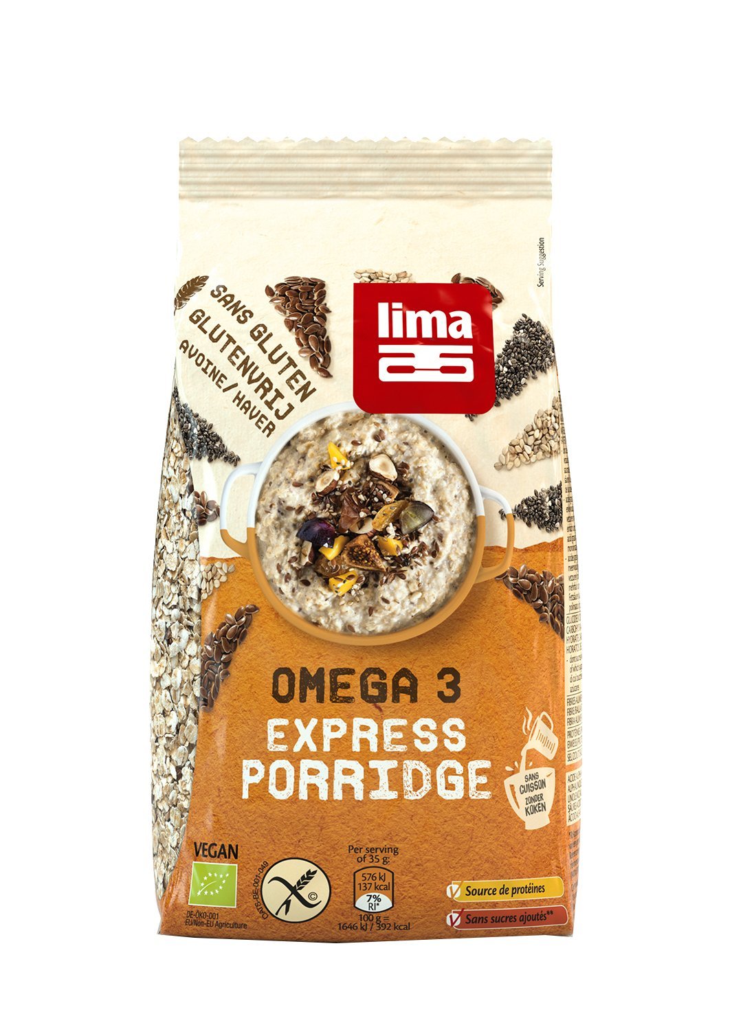 Haute Qualité LIMA Omega 3 Express Porridge Lot de 5 (5