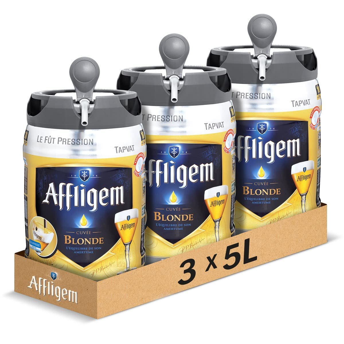chic  Affligem - Pack de 3 Fûts 5L - Bière Affligem Blonde 6,7° - Compatible Tireuse BeerTender, Utilisable sans Machine à Bière - Coffret Bières Pression à Domicile zlG6VJvS4 frais