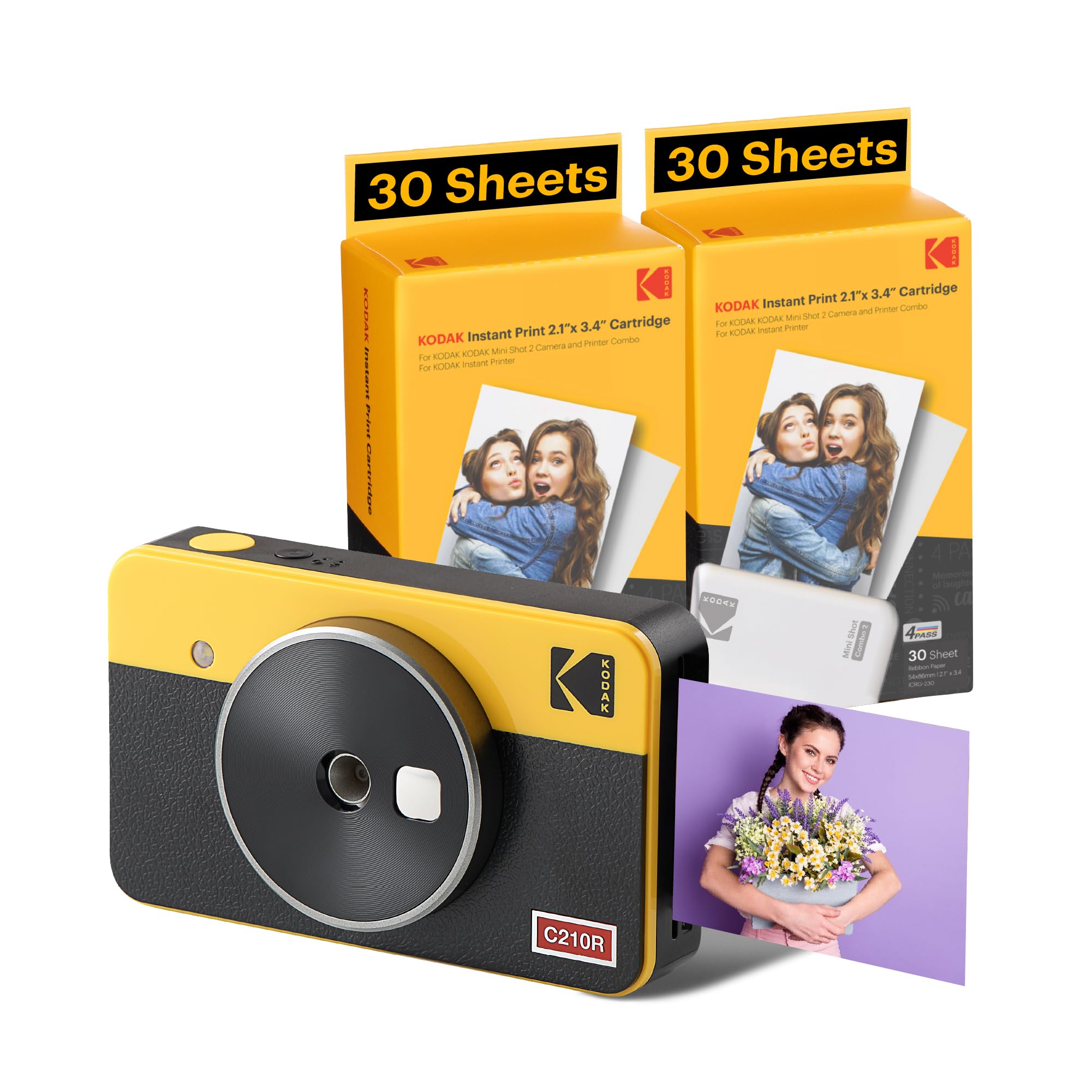 prix de gros KODAK Mini Shot 2 Retro 4Pass Appareil Photo instantané 2 en 1 avec imprimante Photo (5,3 x 8,6 cm) et 1 Paquet de 68 Feuilles, Jaune 4tQnn0uPw en France Online