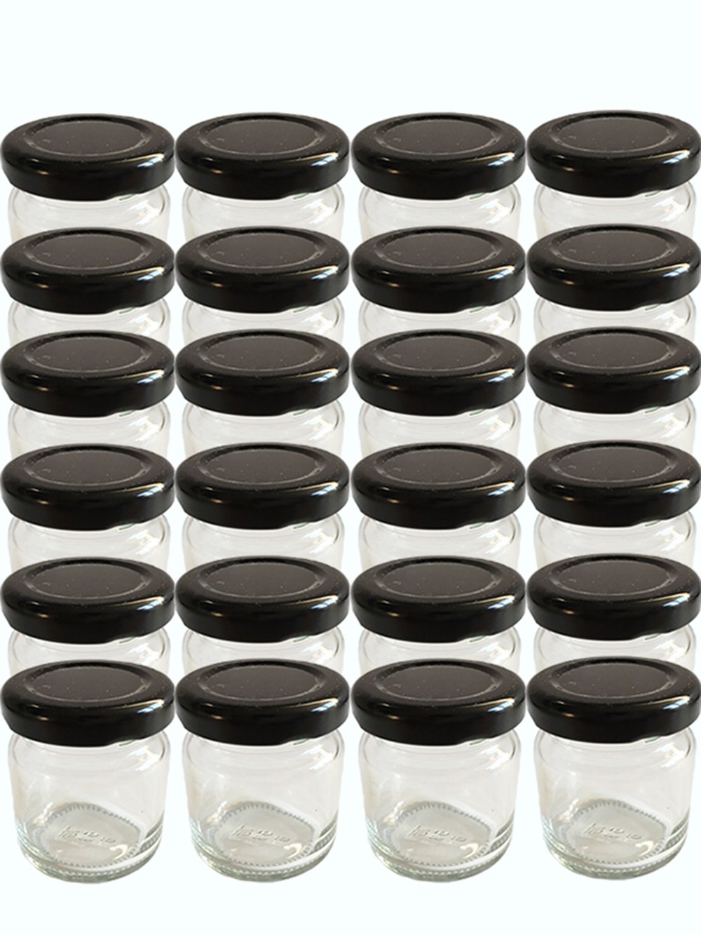bien vendre 28er Kit vide rond Verres Mini Verres 53 ml Couvercle couleur Noir To 43 Bocaux Miel Caviar einweckgläser probier Bocaux de confiture, apiculteurs Miel à verres z0RHKeUVP à vendre