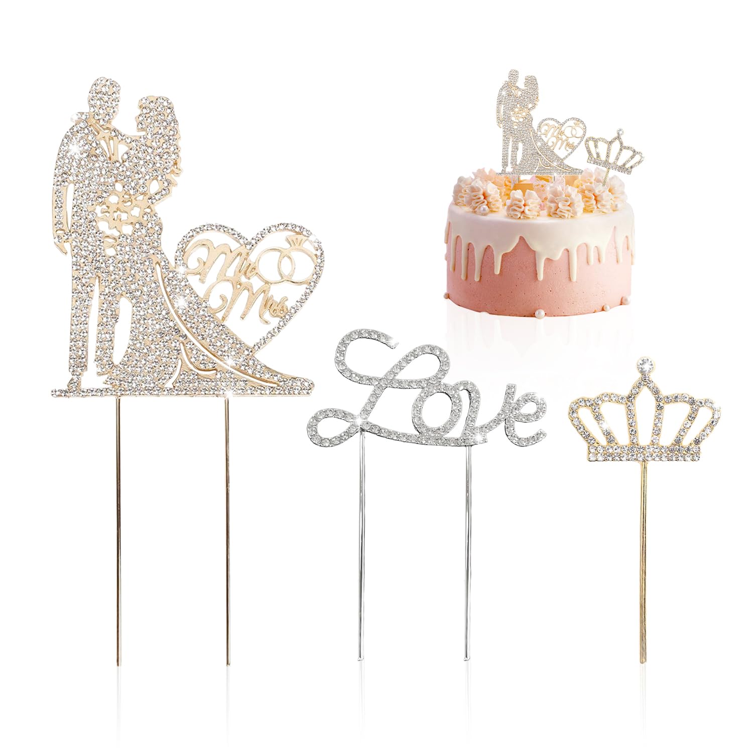 Achat Lot de 3 décorations de gâteau de mariage Mr & Mr