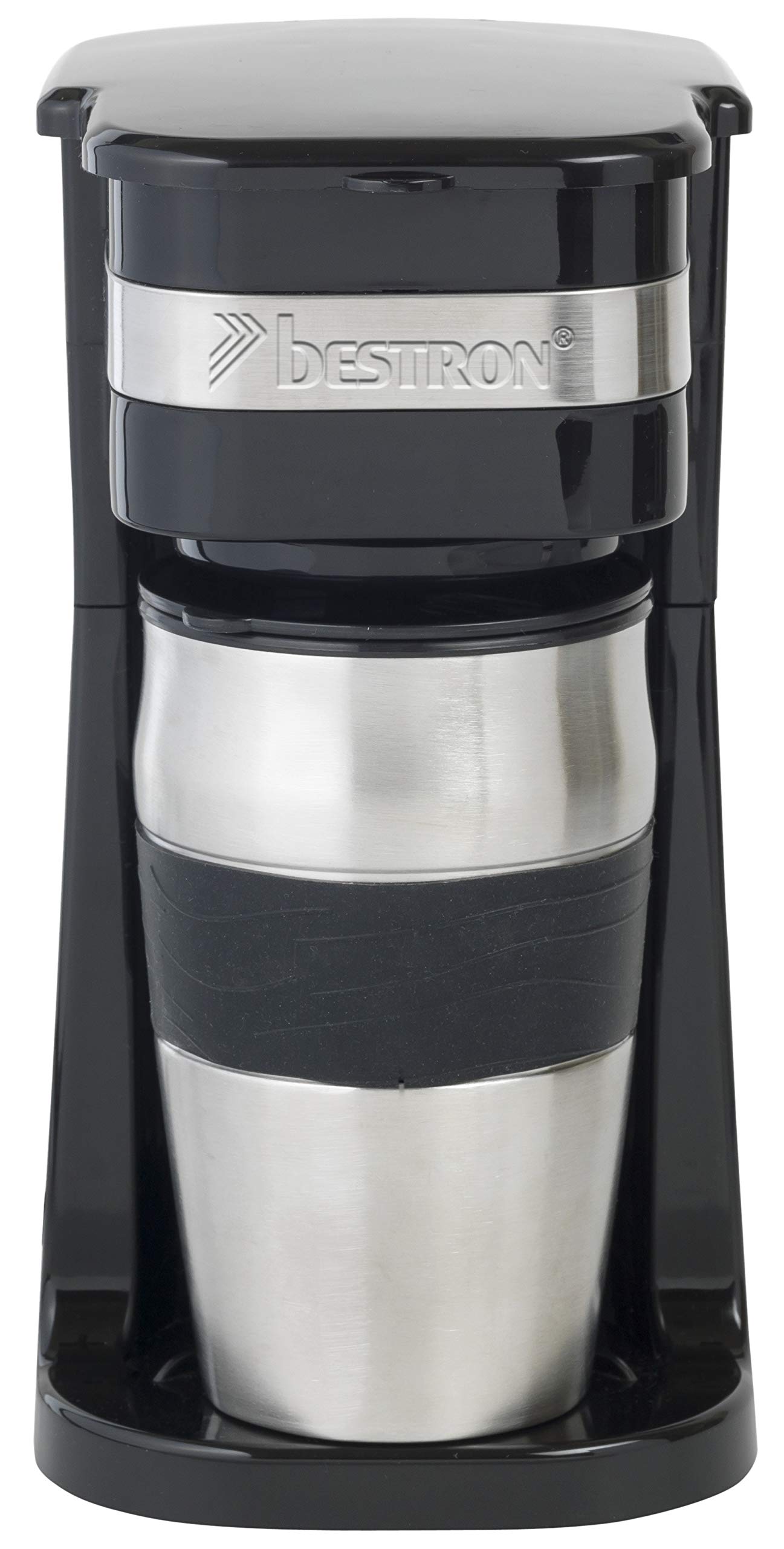 Promotions Bestron Cafetière électrique avec mug isotherme, Pour café filtre moulu, 2 Tasses, 750 W, Acier inoxydable, Noir 1leLCCAqa boutique en ligne