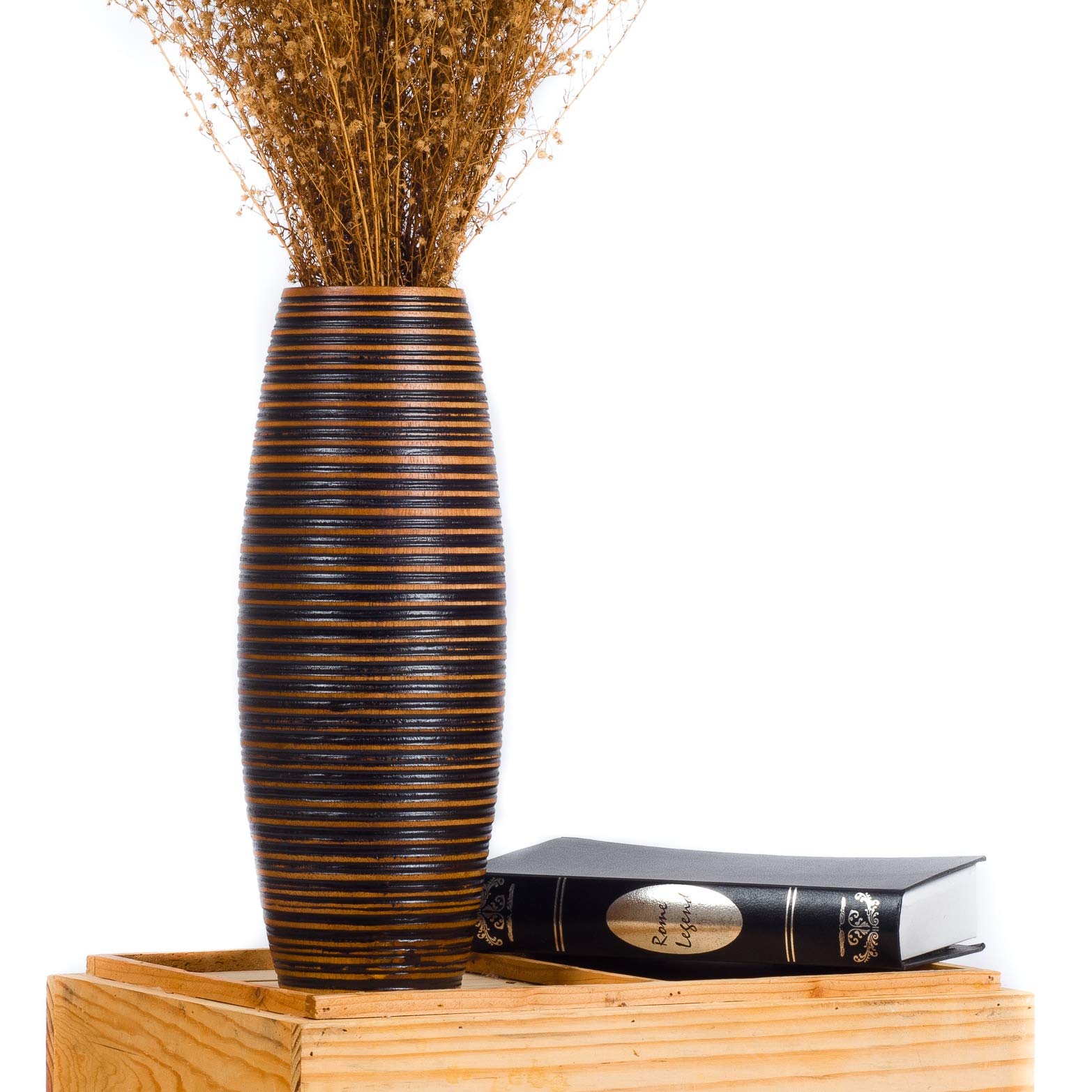 Parfait Leewadee Vase à Poser au Sol - Vase à Poser au Sol pour Branches décoratives, Vase Haut Design en Bois de manguier, 36 cm, Marron 3eFkoh9Br en ligne
