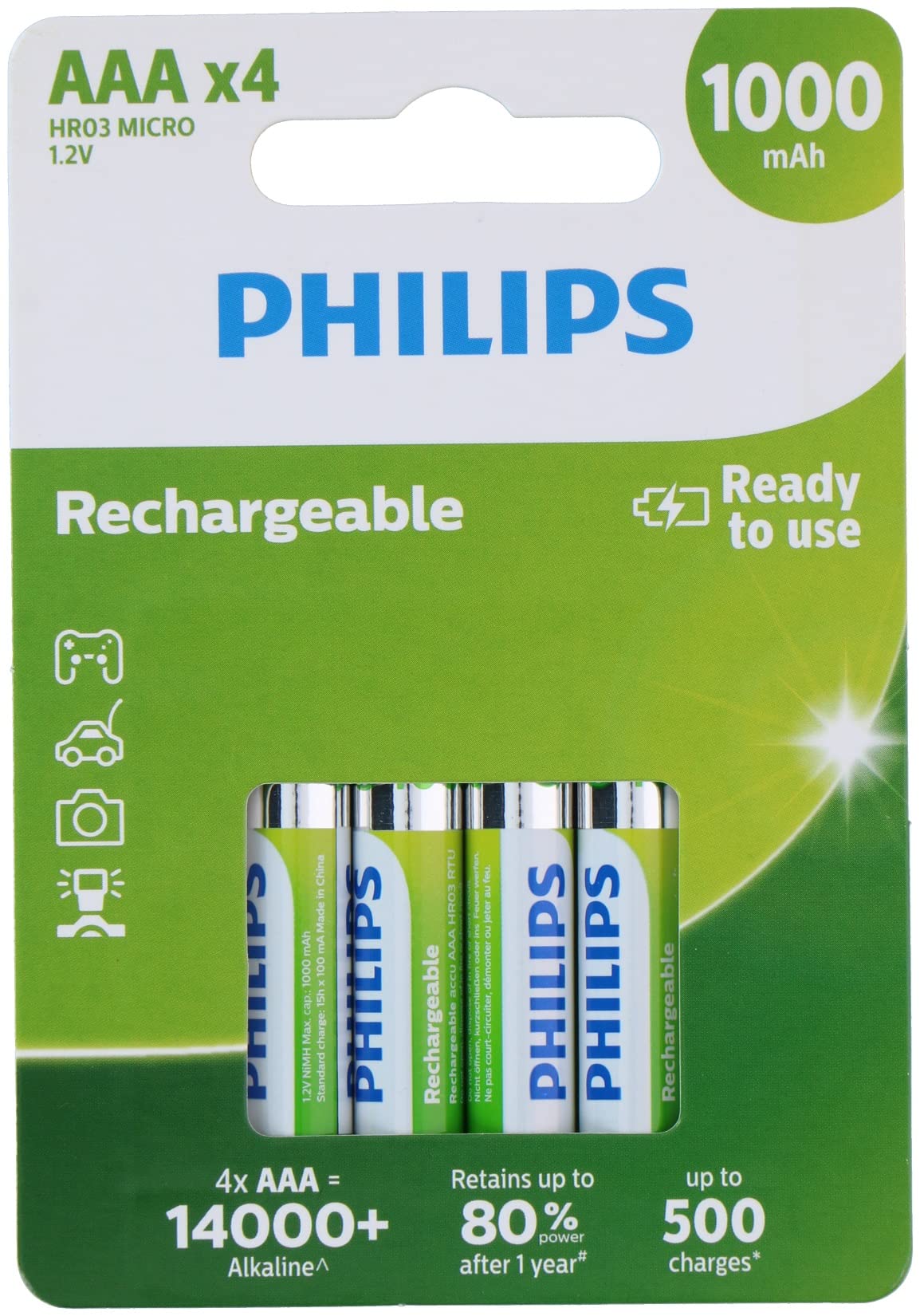 bien vendre Philips Rechargeables Batterie R03B4RTU10/10 - Piles domestiques (Rechargeable Battery, Hybrides Nickel-métal (NiMH), 1,2 V, 1000 mAh, CD (Cadmium), HG (Mercure), 0,052 g) ur2I9KjW1 pas cher