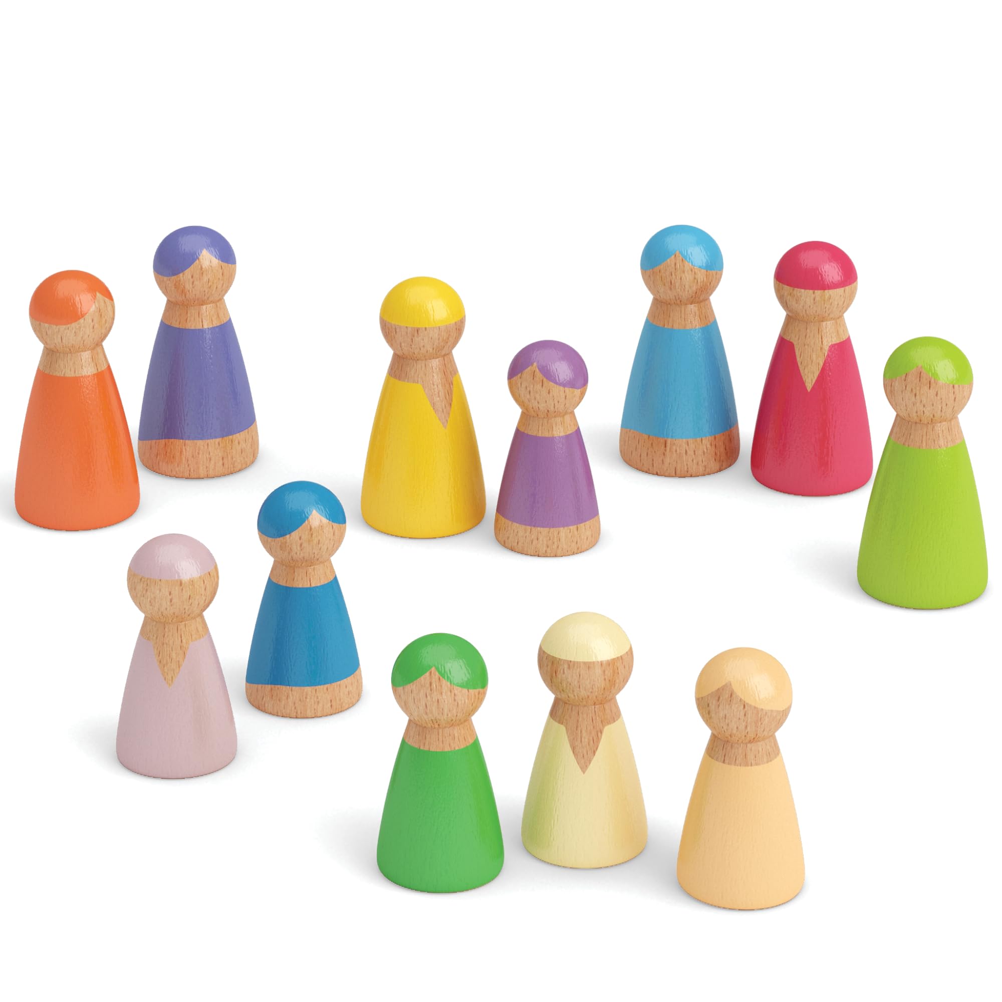 escompte élevé Merle Toys® Figurines en Bois Arc-en-Ciel : Jouet Montessori pour Enfants de 2 à 3 Ans, Cadeau d´anniversaire, Ensemble de 12 Petites poupées colorées en Bois 2thuFW0J8 Vente chaude