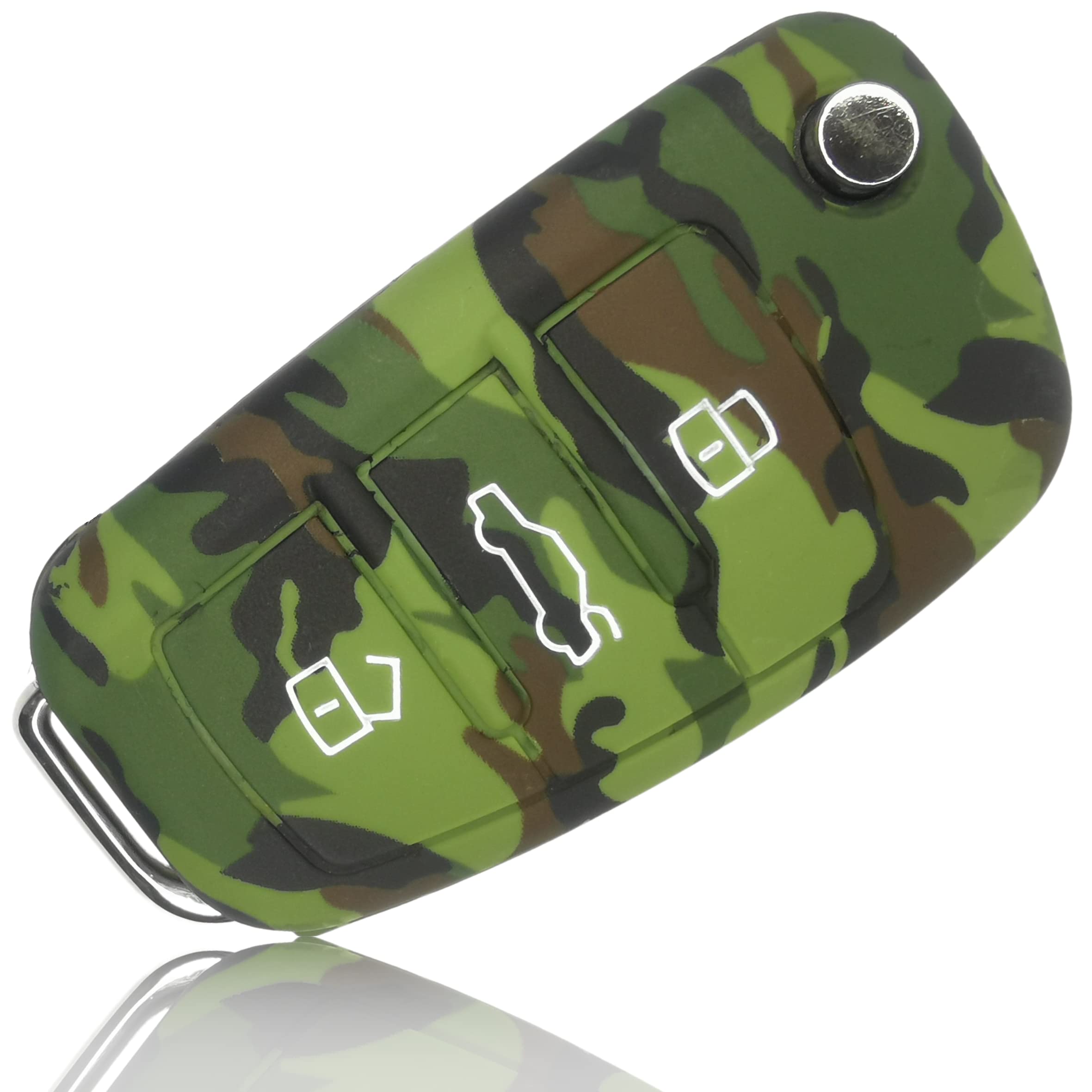 stylé  FOAMO Coque de protection en silicone pour clé de voiture compatible avec Audi à 3 boutons – Motif camouflage vert foncé/marron/beige e3vo7CGga bien vendre