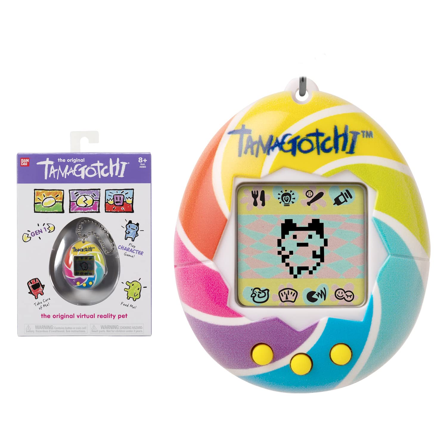Achat Bandai - Tamagotchi - Tamagotchi original - Candy Swirl - Animal électronique virtuel avec écran, 3 boutons et jeux - 42879 XTn7xhQjb frais
