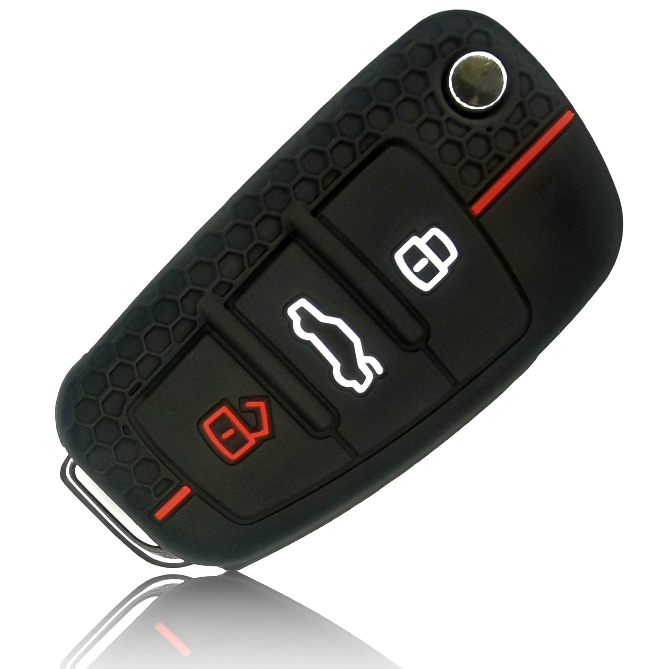 grande remise FOAMO Coque de protection en silicone pour clé de voiture compatible avec Audi à 3 boutons - Noir et rouge ujKotGjIu Outlet Shop 