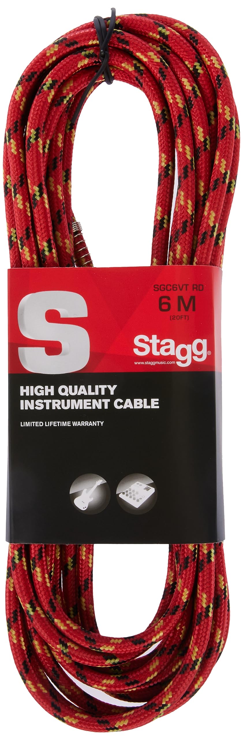 Classique Stagg SGC6VT RD Vintage Tweed Câble d´In