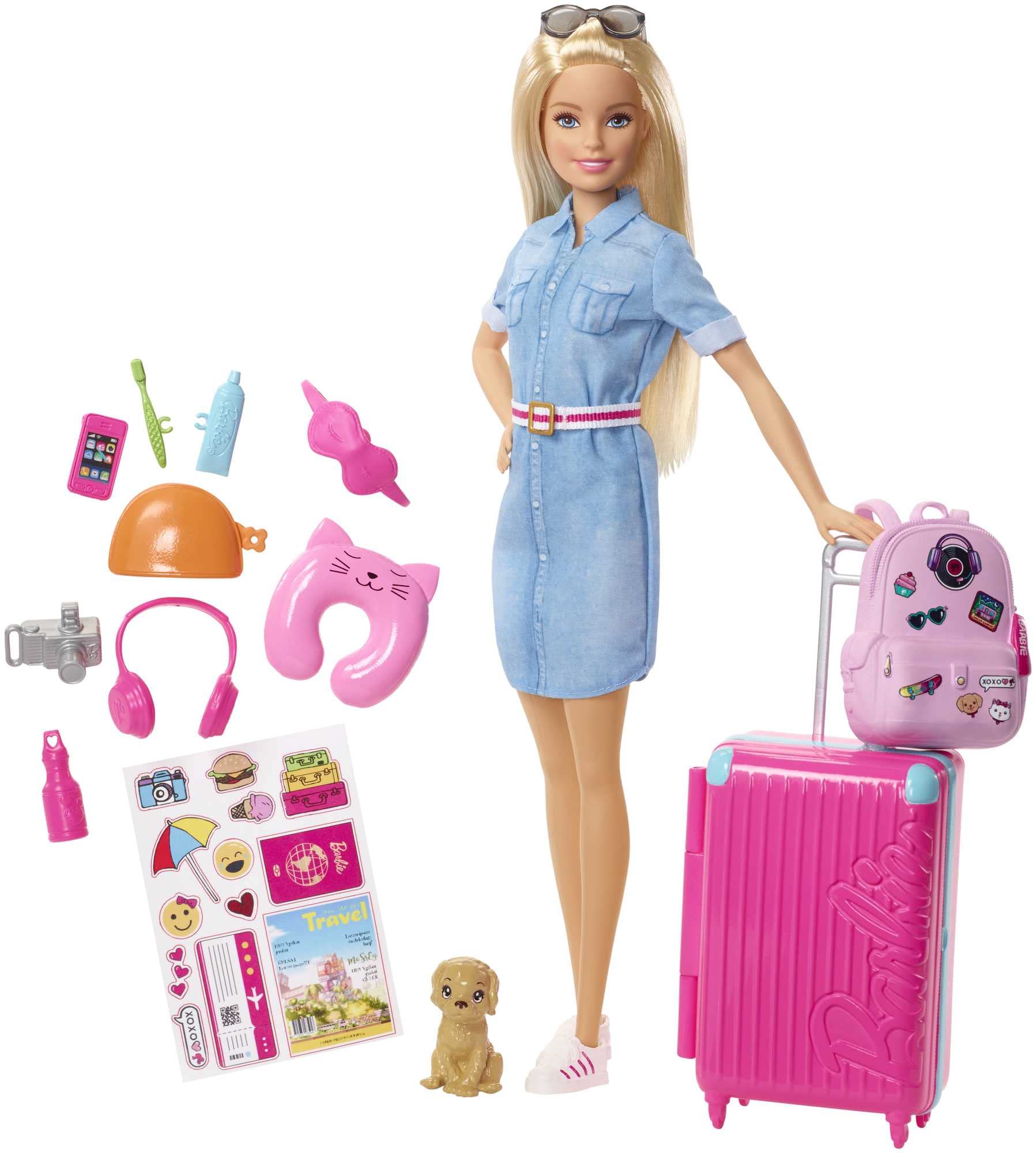 bien vendre Barbie - Voyage - Coffret avec Poupée et Chien - Valise, Caisse de Transport, Tenue et Autocollants - Plus de 10 Accessoires - Cadeau dès 3 Ans, FWV25 NLWpbHfFL tout pour vous
