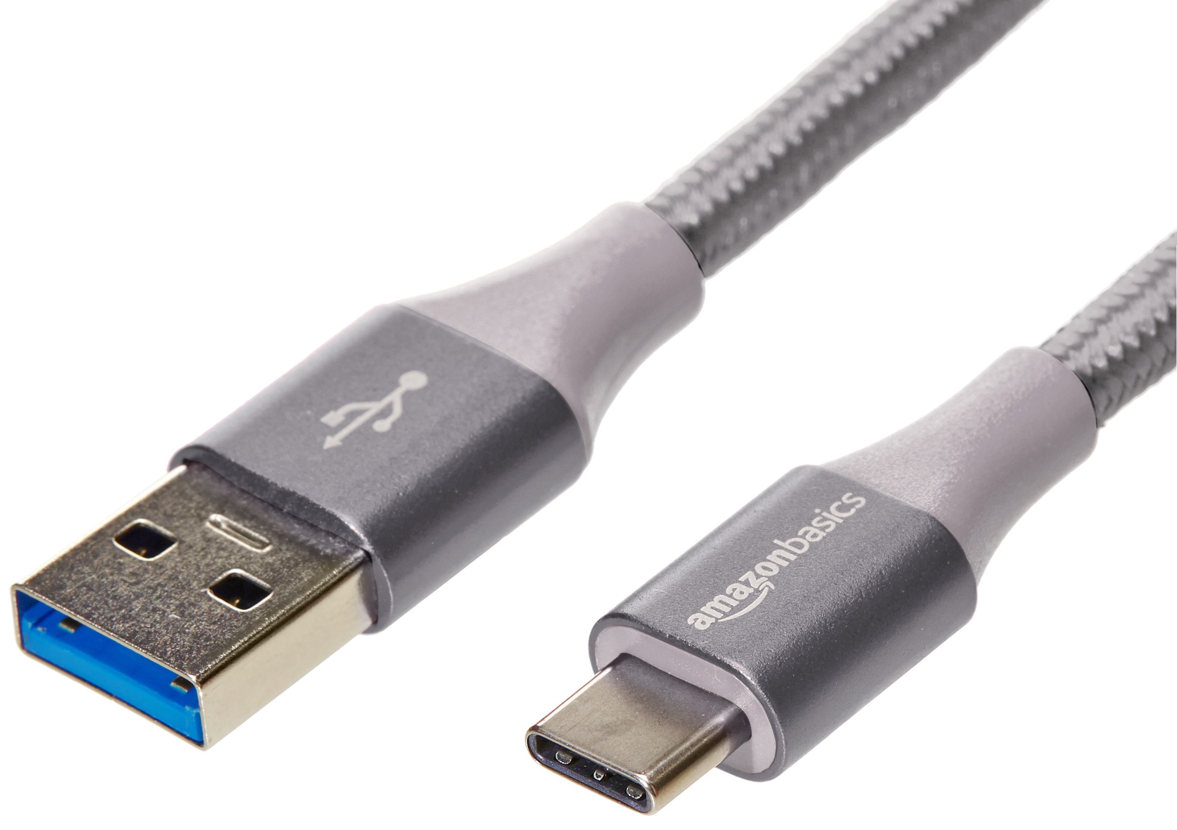 vente chaude Amazon Basics Câble USB-C vers USB-A 3.1 Gen 2 en nylon tressé double (certifié USB-IF), prend en charge un transfert de données élevé jusqu´à 10 Gbit/s (0.9 m, gris foncé) sVmY2td3K grand