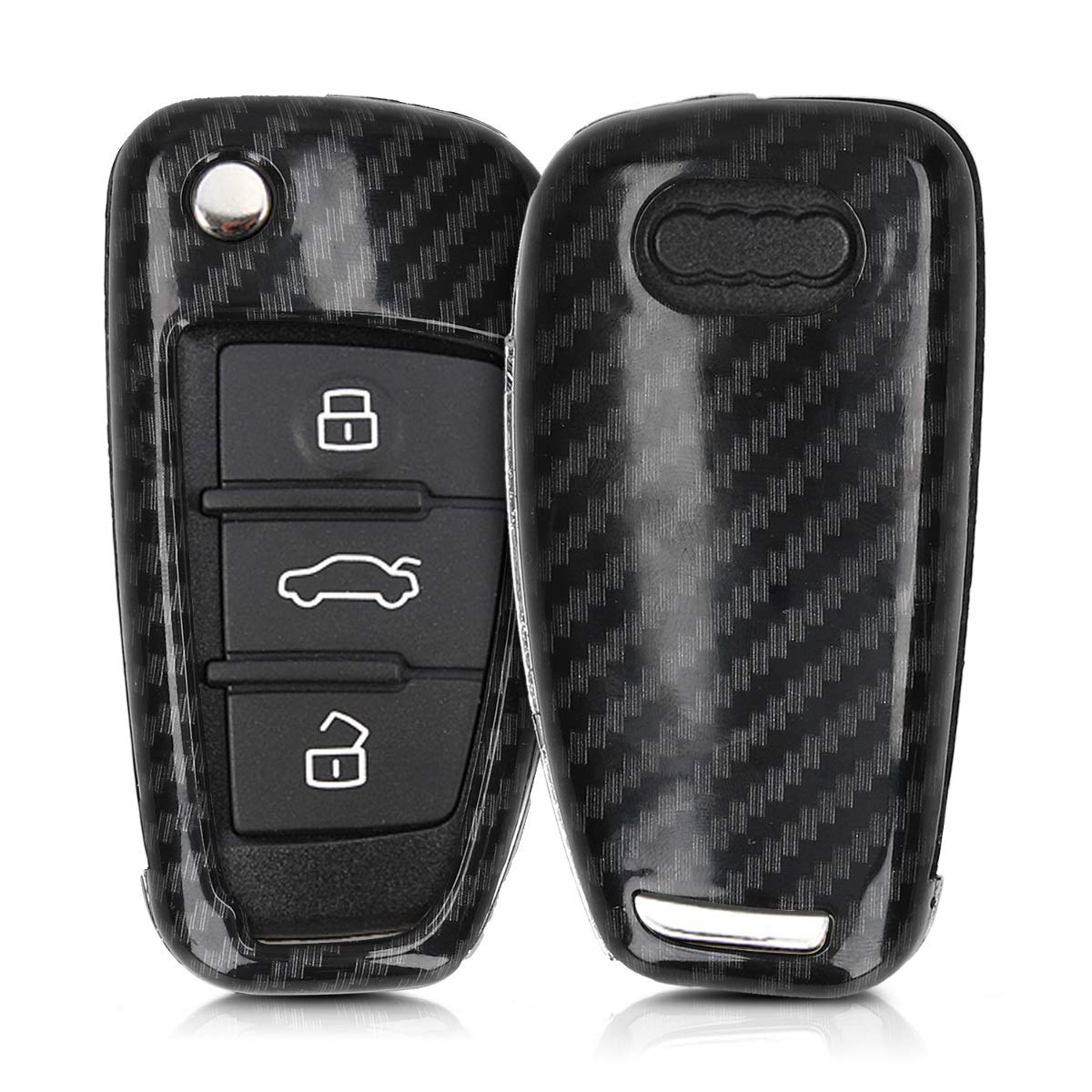 Classique kwmobile Accessoire Clé de Voiture Compatible avec Audi Clé 3-Touches - Coque de Protection en Plastique Rigide Carbone Noir l44q1cuEs vente chaude