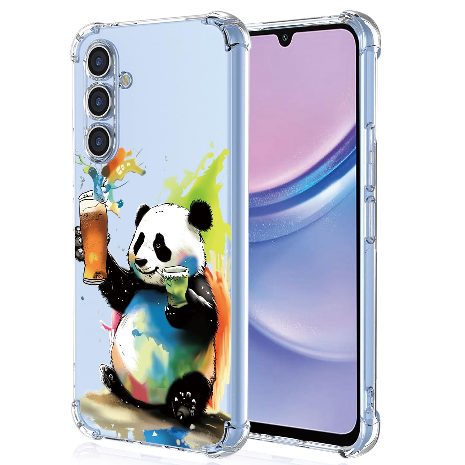 Promotions XINYEXIN Coque pour Samsung Galaxy A15 5G / A15 4G Transparent - Série Colorée de Graffitis d´art Cool, Motif Mignon, Étui TPU Antichoc Ultra-Mince - Panda d8isn20cG juste de l´acheter