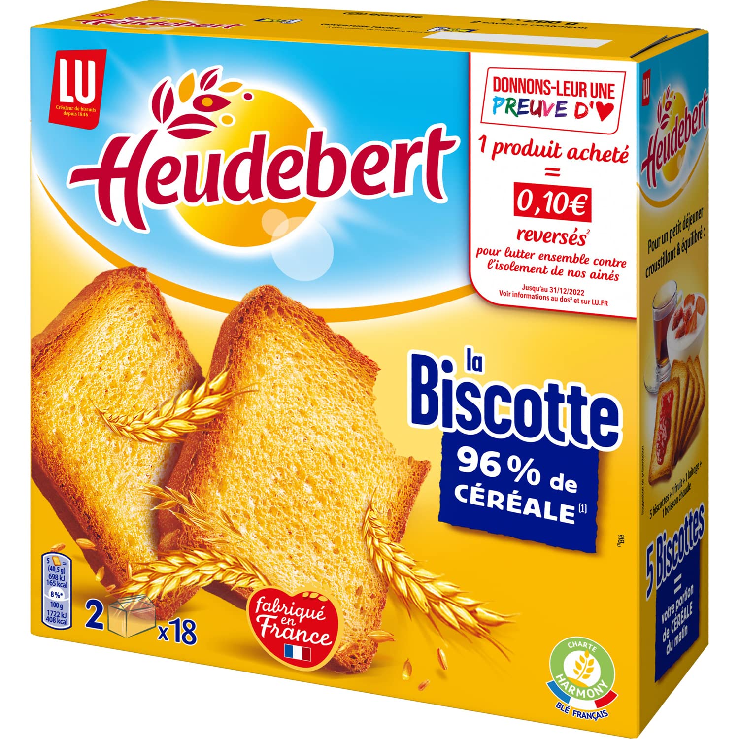 Haute Qualité Heudebert - Biscottes aux Céréales Nature