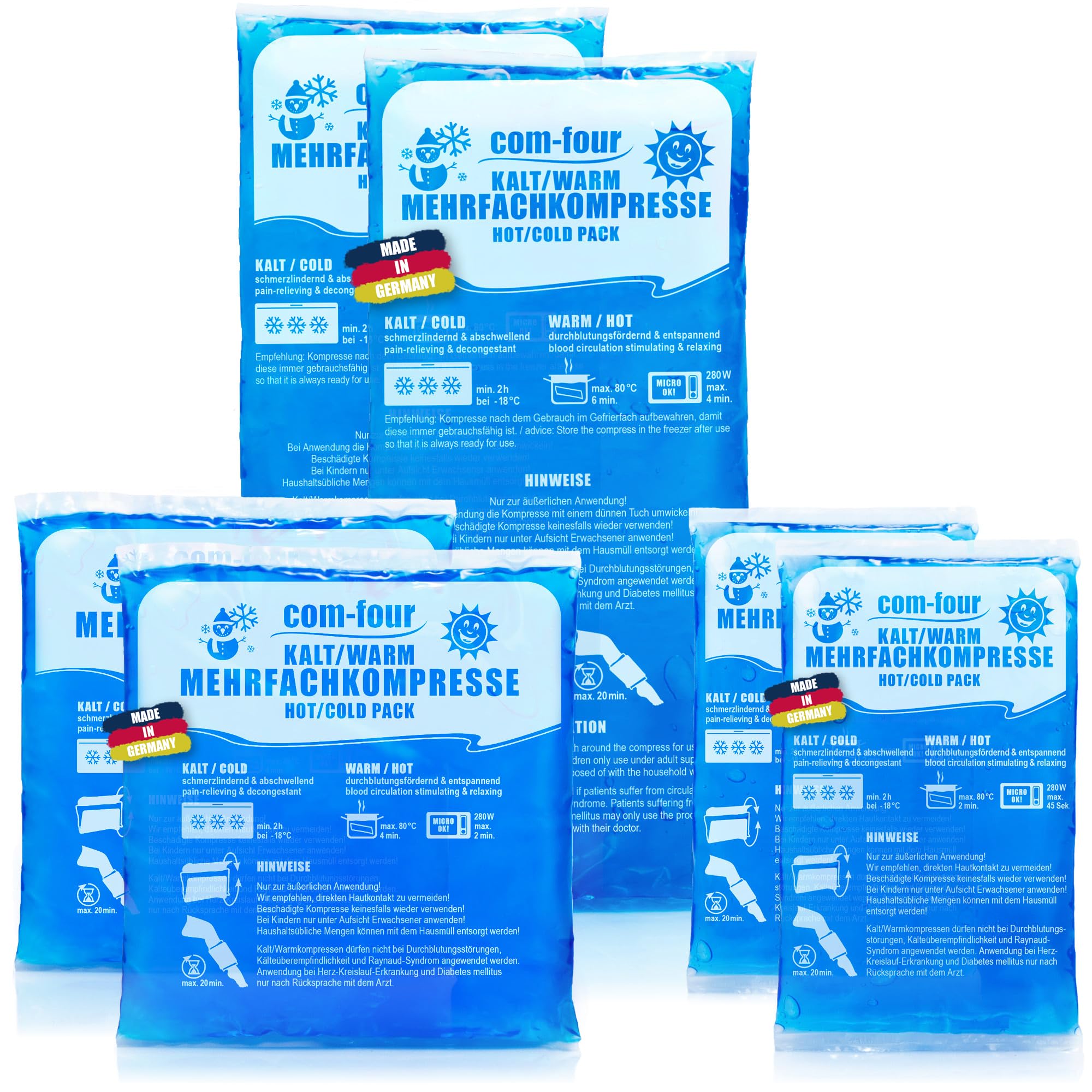 Exclusif com-four® L´ensemble des blocs réfrigérants en 3 tailles différentes - Utilisable au micro-onde - Made in Germany (6 morceaux) P1mtMSpUL juste de l´acheter