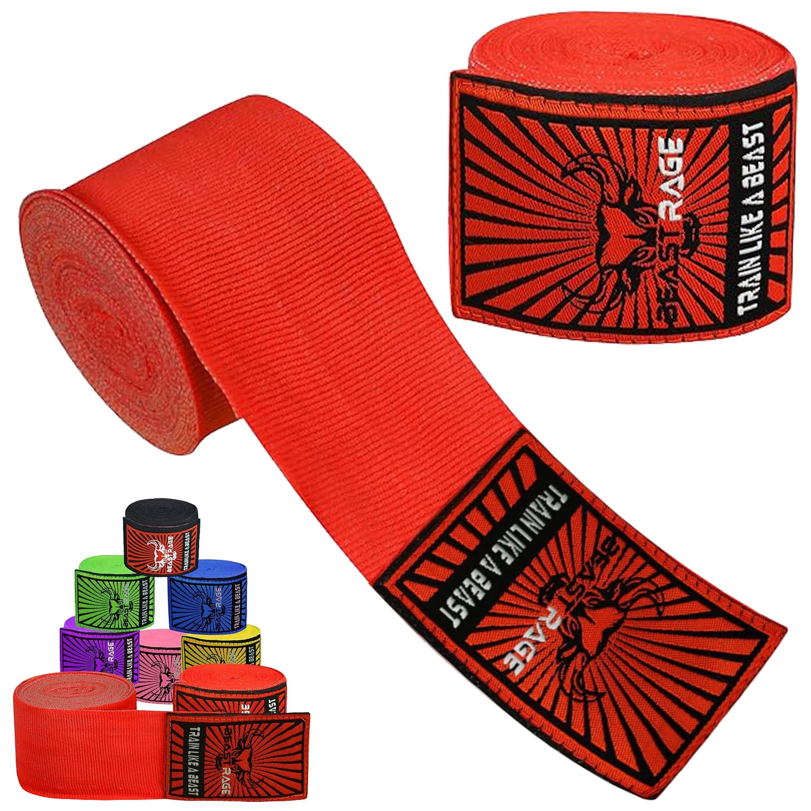en vente BEAST RAGE Bandages de boxe pour homme - Protection MMA - Gants intérieurs d´entraînement d´arts martiaux - Punching - Sports de combat Muay Thai - Bandages élastiques de 4,5 m pIDH8FgJ4 meilleure vente