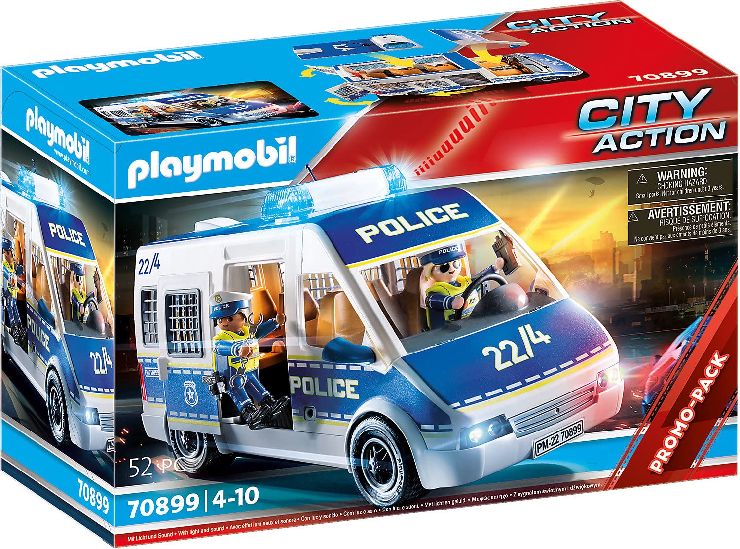 Promotions Playmobil 70899 Fourgon de Police avec Effets Lumineux et sonores- City Action- Les policiers- Promo-Pack Coffret Univers 1UEiFQ20X en vente