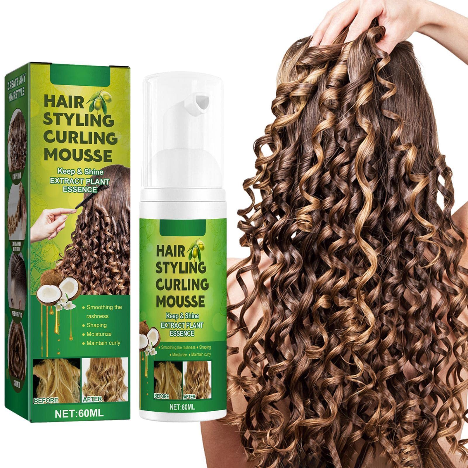 Achat Mousse coiffante | 60 ML de Mousse pour Cheveux bouclés sûrs et Doux - Outil de Coiffure pour Nourrir Les Cheveux et Leur redonner de la Brillance BF3cc5JxO pas cher