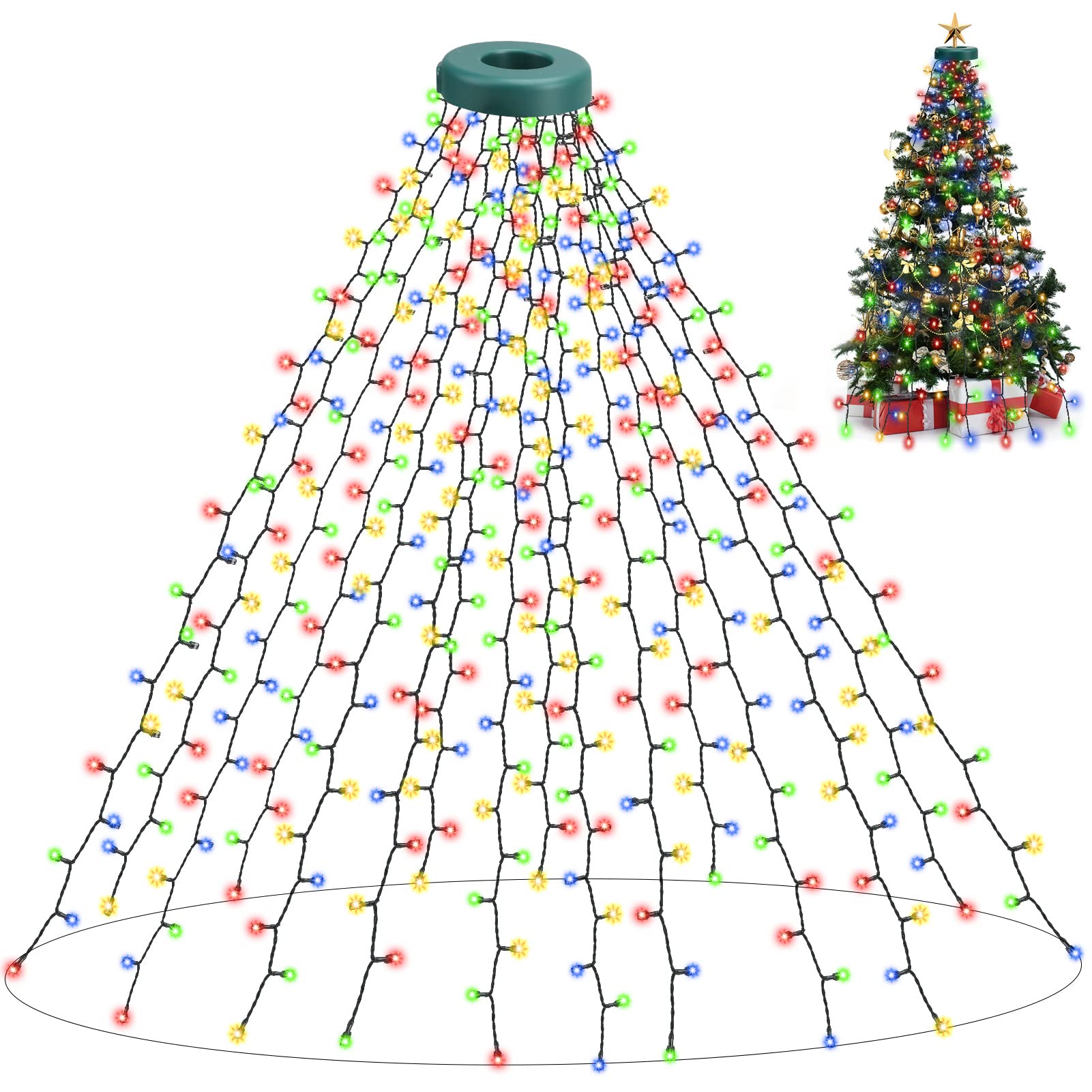 Exclusif Guirlande Lumineuse Sapin de Noël, Nekano Rideau Lumineux, 2M 400 LED, avec 16 guirlandes chaîne , 8 Modes d´Eclairage, Décoration Intérieur et Extérieur pour Fêtes(Coloré) 6BeElZF6u Haute Quaity