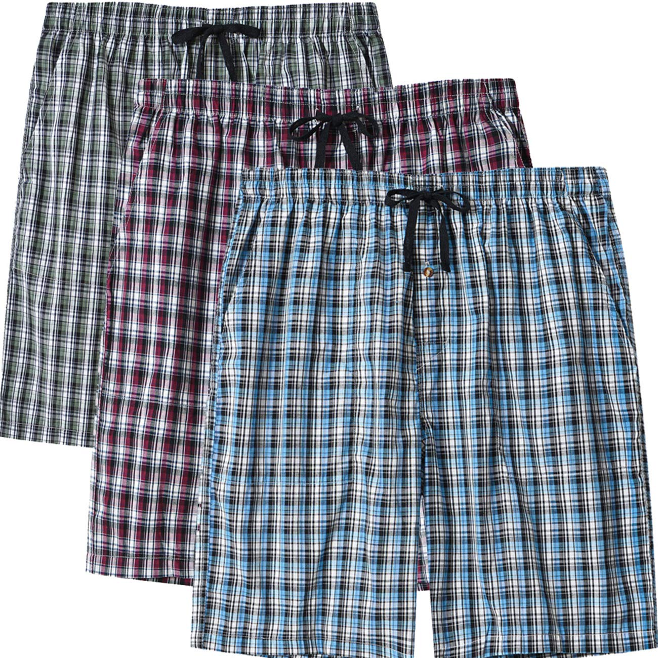 Haute Qualité MoFiz Homme Bas de Pyjama Coton Shorts de Salon à Carreaux Léger Vêtements de Nuit avec Poches S44rDsgzA à vendre