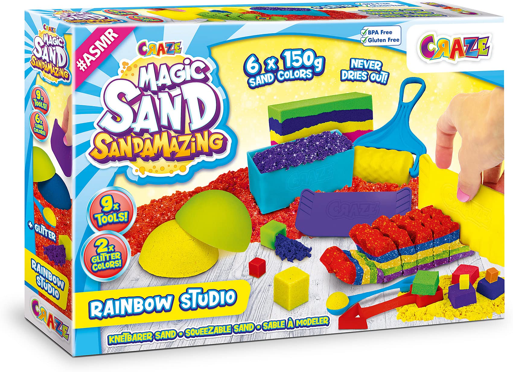 Promo CRAZE MAGIC SAND Sandamazing Studio arc-en-ciel Sable magique Enfant 900g Sable cinétique 6 couleurs avec 11 accessoires Sable à modeler Activités manuelles pour enfants 32435 9gljzlfFT tout pour vous