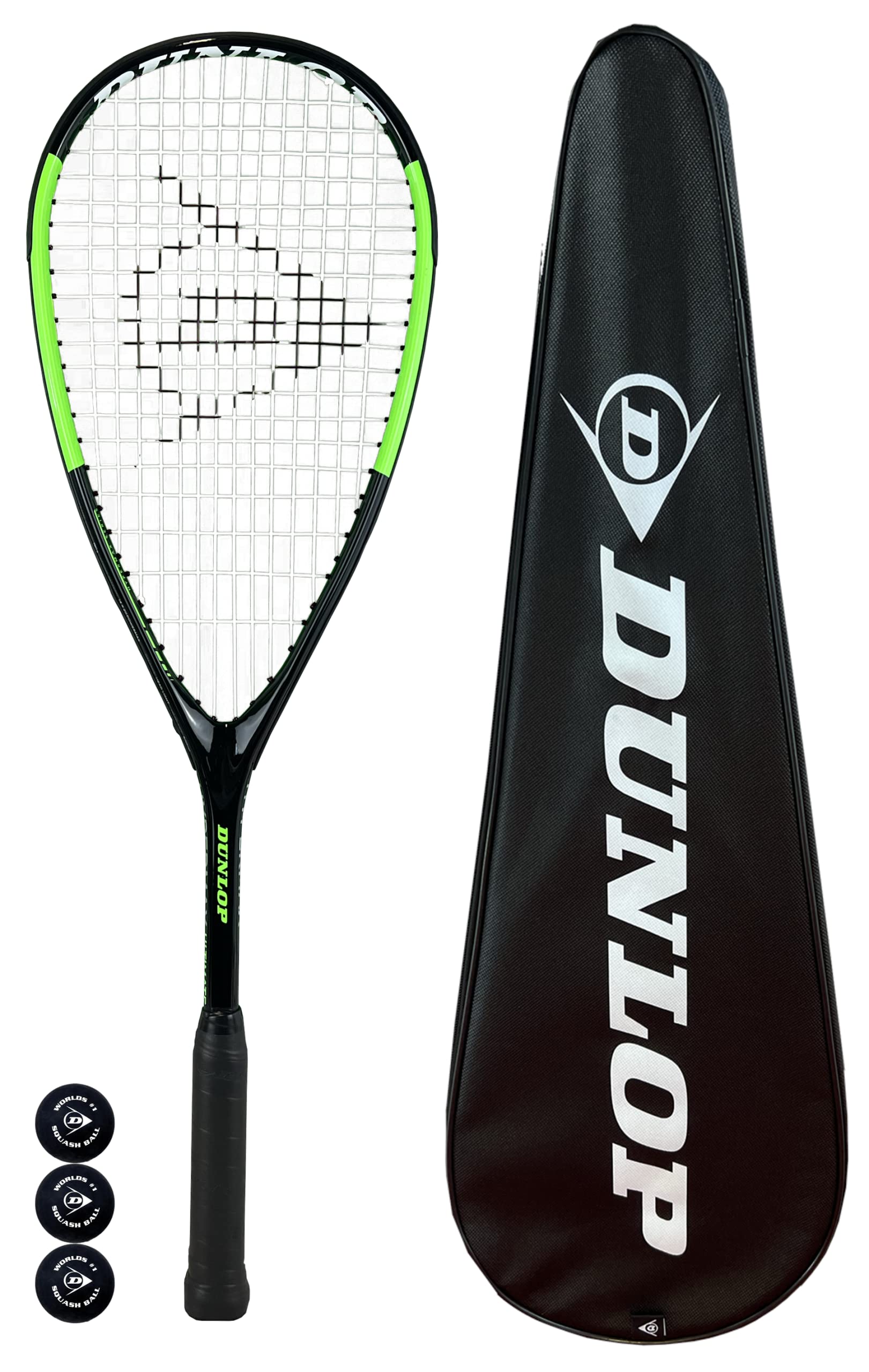 luxe  Dunlop Hypermax Raquette de squash avec housse de protection et 3 balles de squash kFq9eiR8w Haute Quaity