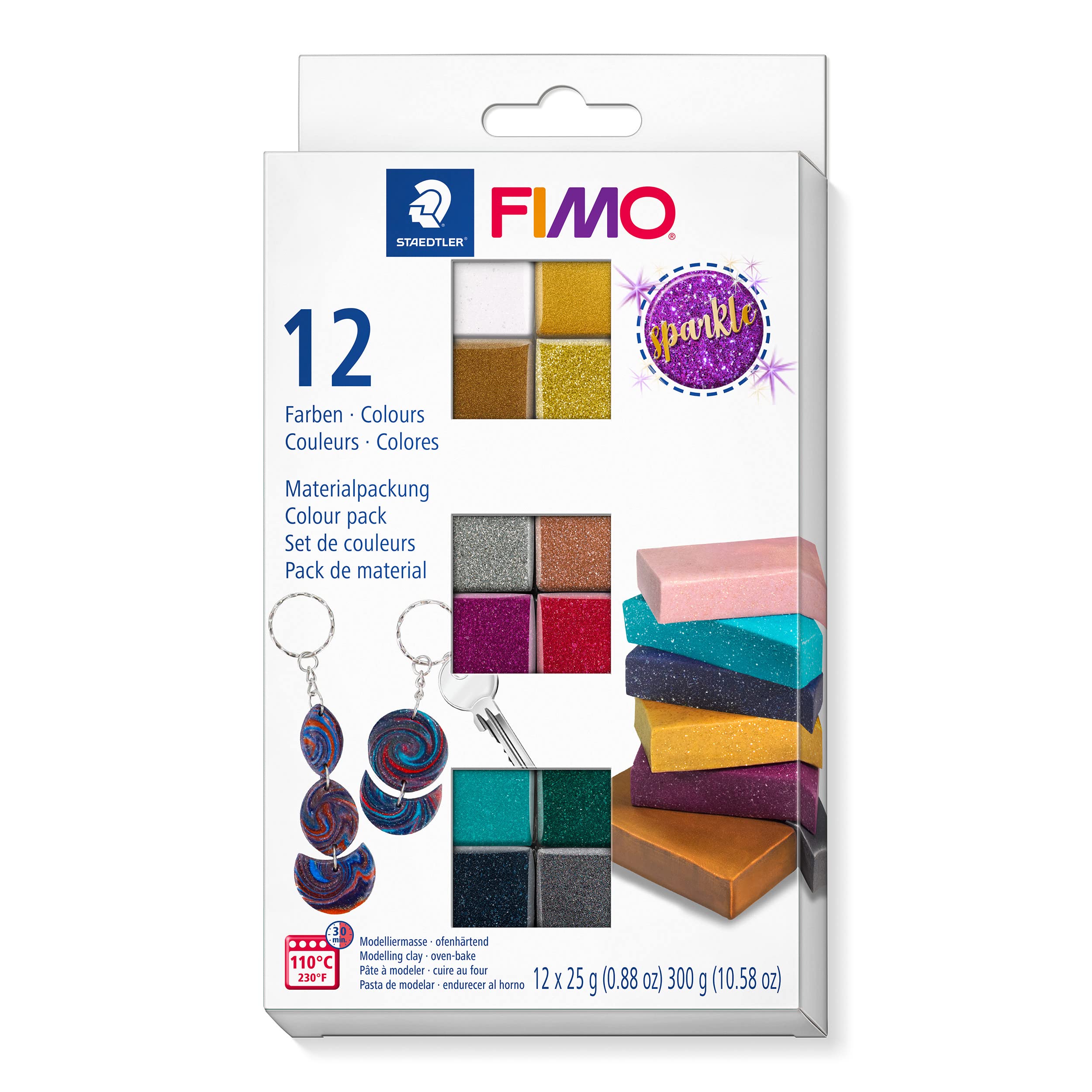 Exclusif FIMO- Effet STAEDTLER Effect 8013-Pack Demi-Blocs-Couleurs pétillantes-8013 C12-4, 8013 C12-4ST, Sparkle, Lot de 12 ZrclD7LhP en ligne