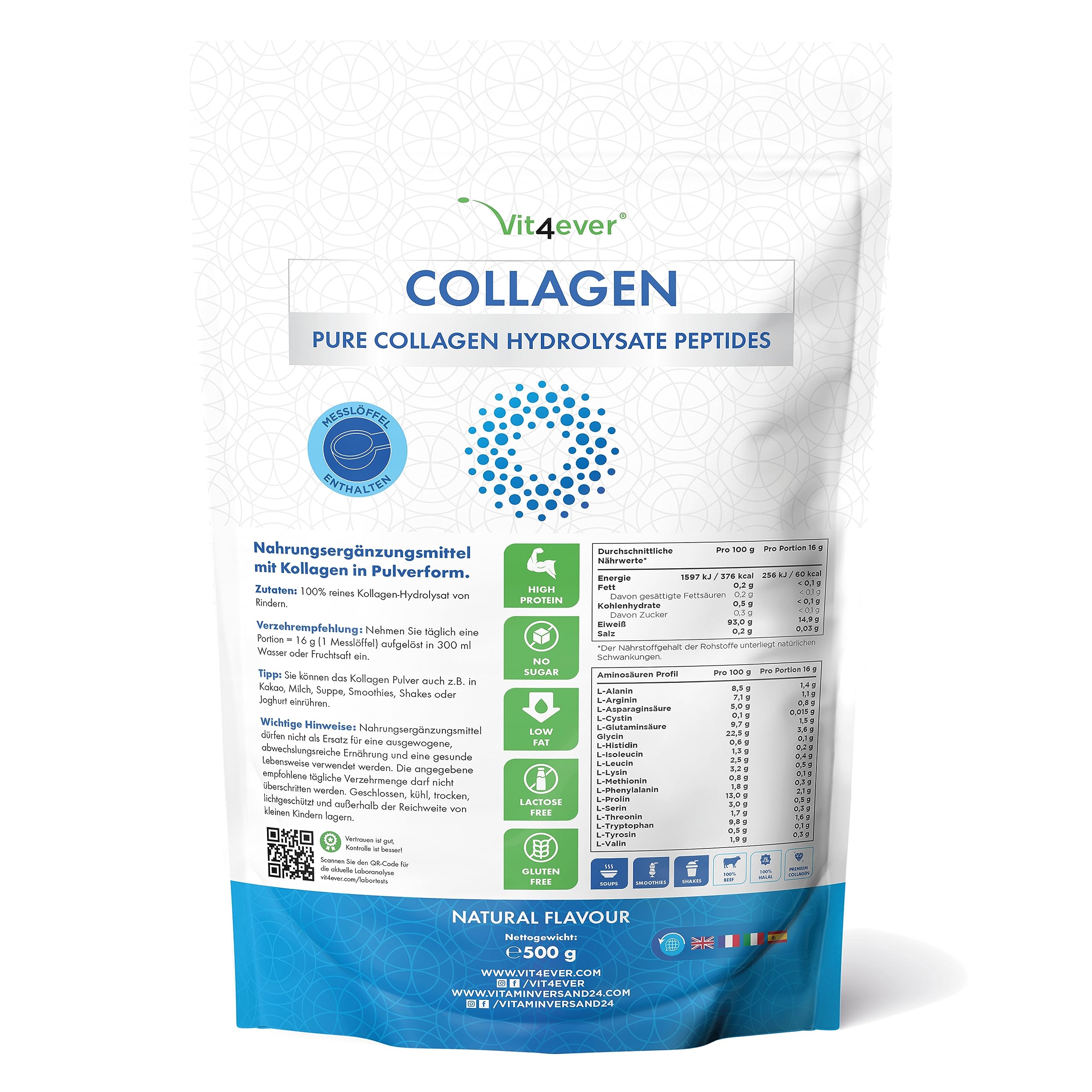 stylé  Collagène en poudre 500 g - Premium : 100% bovin hydrolysat de collagène peptides - Goût neutre - Sans additifs - Collagène type 1 2 3 F6ScMtCud tout pour vous