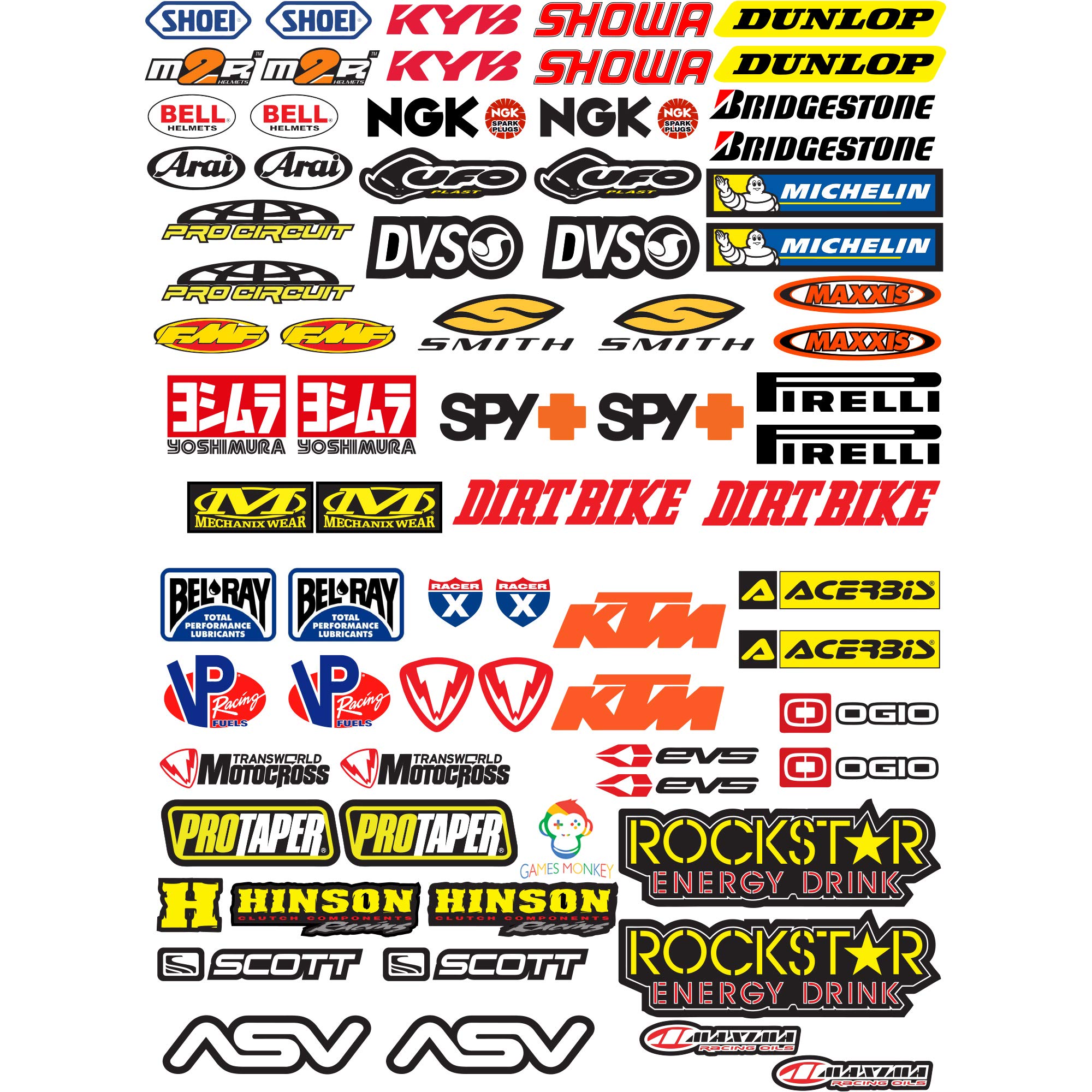 Promo GamesMonkey Lot de 73 autocollants pour moto, motocross, scooter Vinyle NH0gw4ITj pas cher