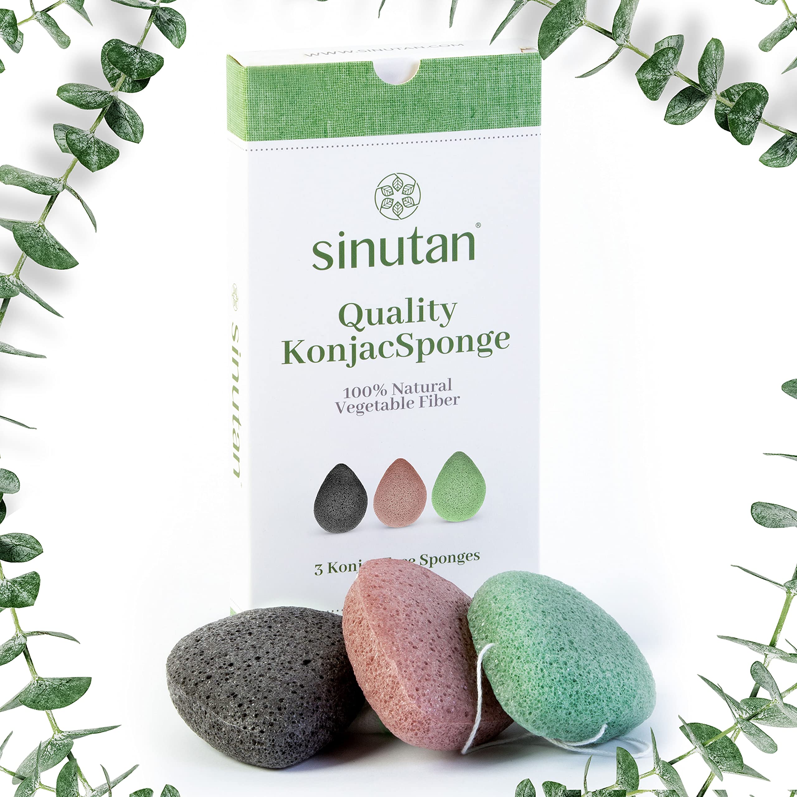 Magnifique Sinutan® | Eponge Konjac 100% Naturelle (pack de 3) pour Exfoliation et Nettoyage en Profondeur des Pores | Charbon de Bambou/Thé Vert/Rouge Pur fG9BnEscQ mode