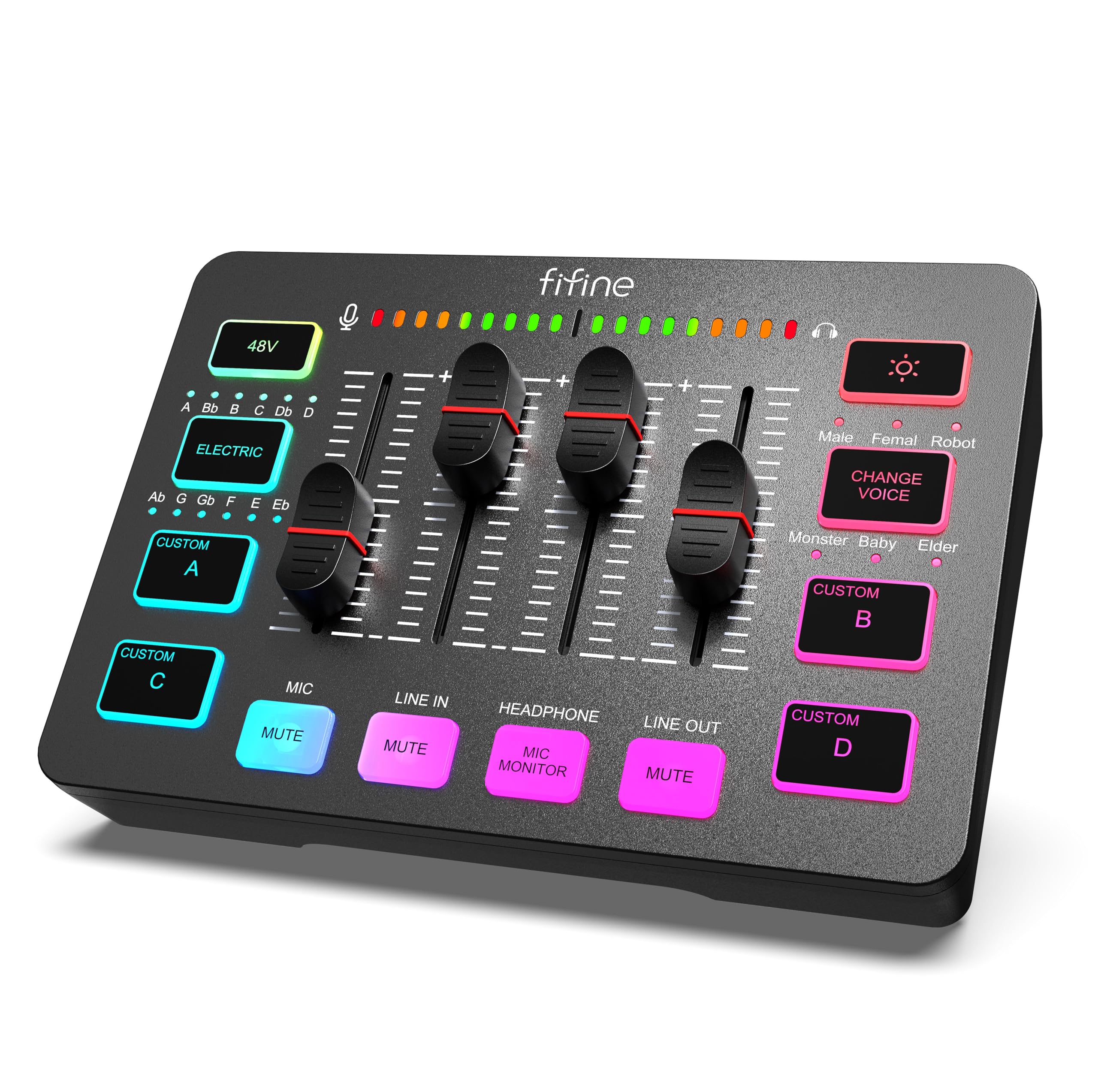 Parfait FIFINE Gaming Audio Mixer, Streaming RGB PC Mix