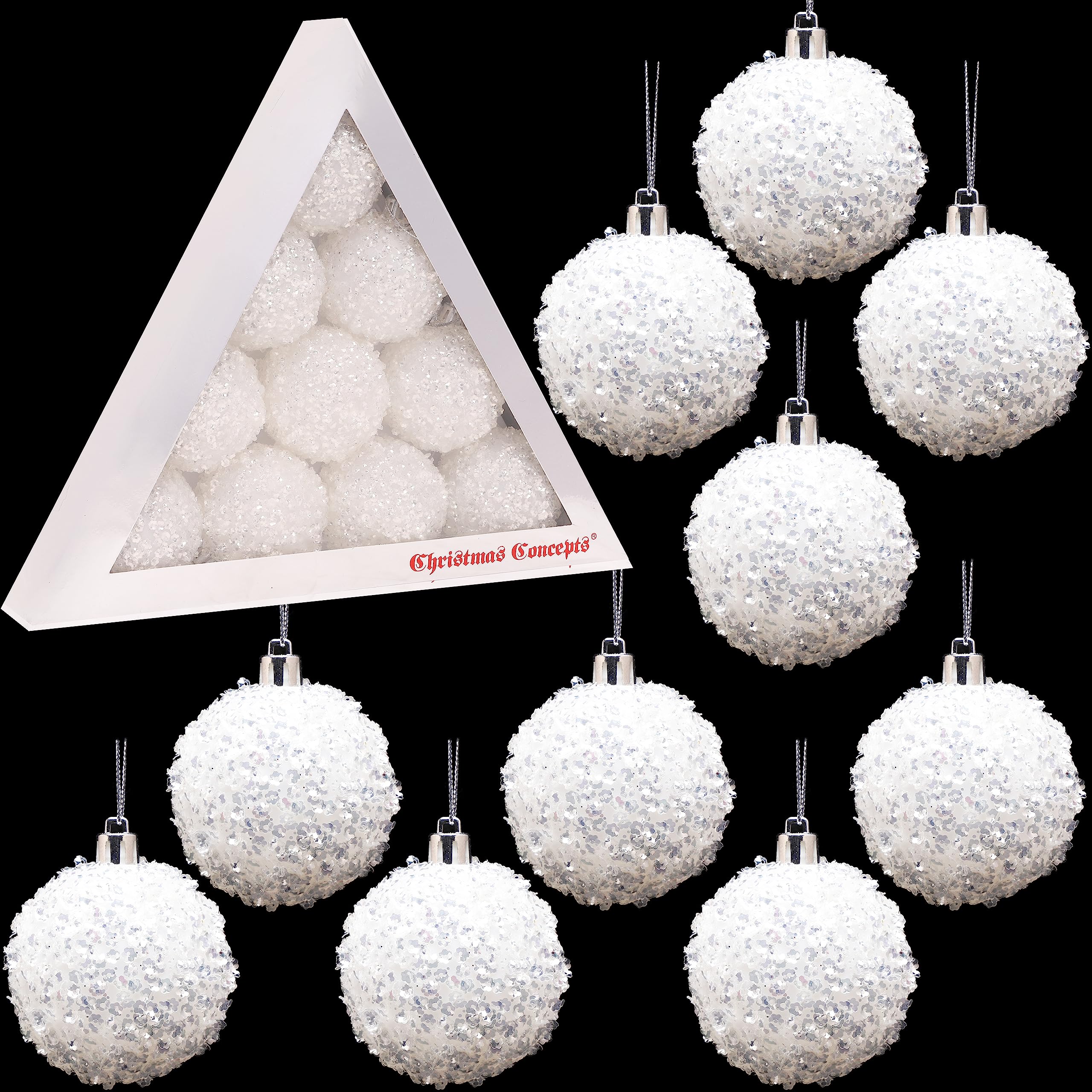 stylé  Christmas Concepts® Pack de Boules de Sapin de Noël de 10 à 60 mm - Boules Scintillantes Blanches irisées DABc2A31i stylé 